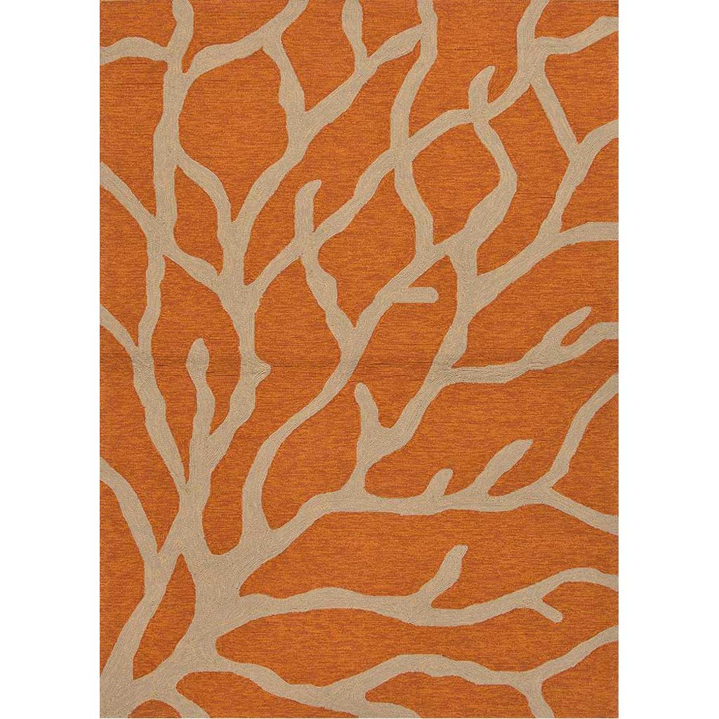 Coastal Lagoon Coral Orange/Gray Area Rug