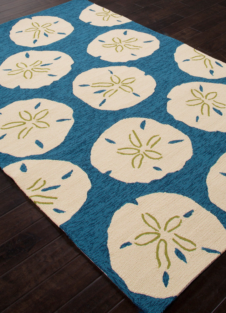 Coastal Lagoon Sand Dollar Navy/White Area Rug