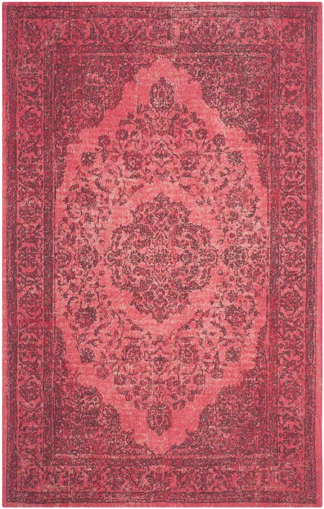 Lively pink hues frame a detailed central medallion with traditional floral motifs.