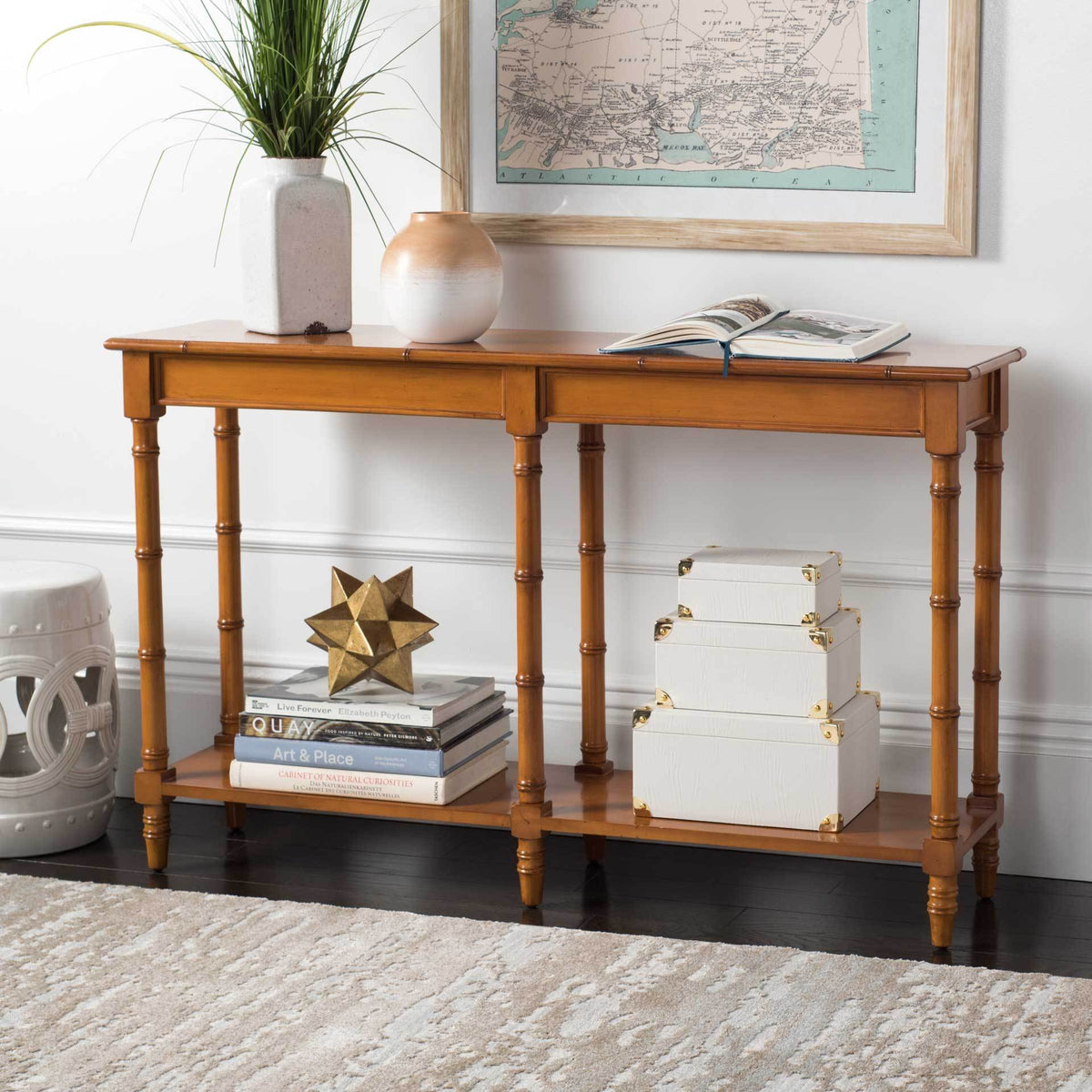Nolan Coastal Bamboo Console Table Brown