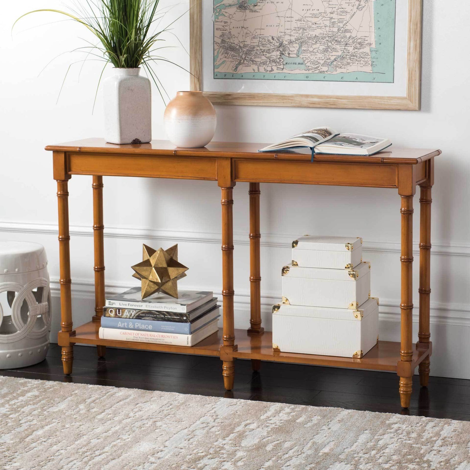 Nolan Coastal Bamboo Console Table Brown