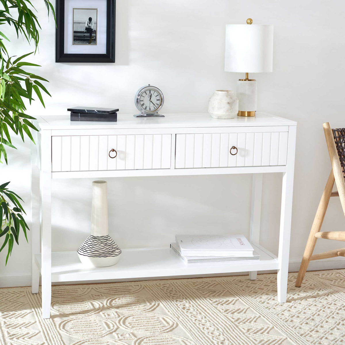 Terri 2 Drawer Console Table White