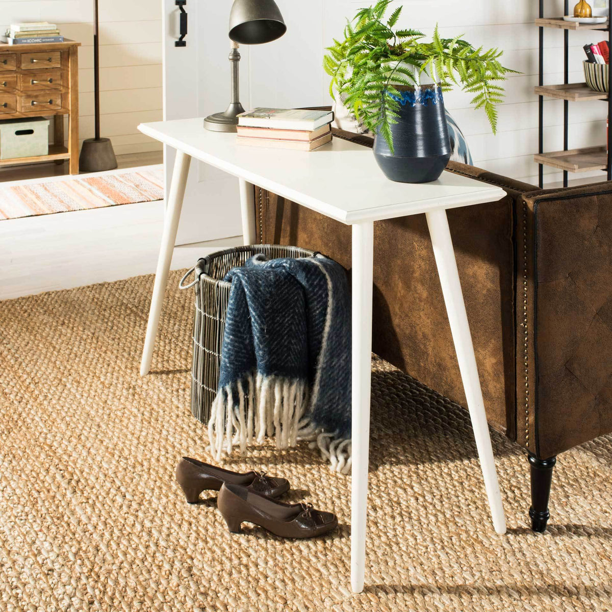 Mathew Console Table Distressed White