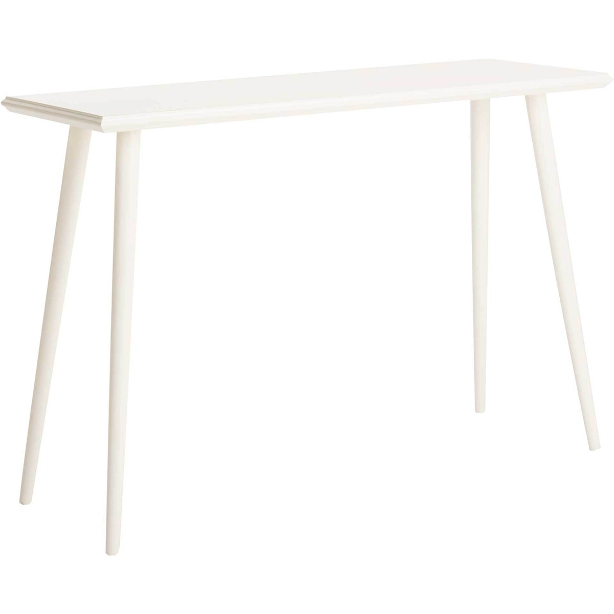 A vintage white finish brightens the slim wood top and gently angled legs || CNS5700A || front_angle_studio