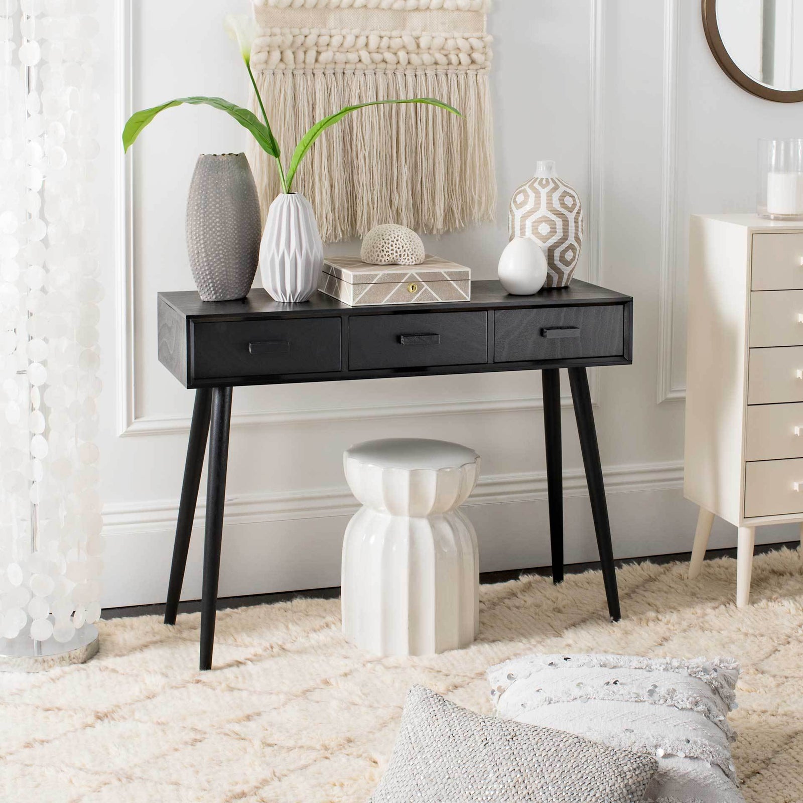 Alara 3 Drawer Console Table Black