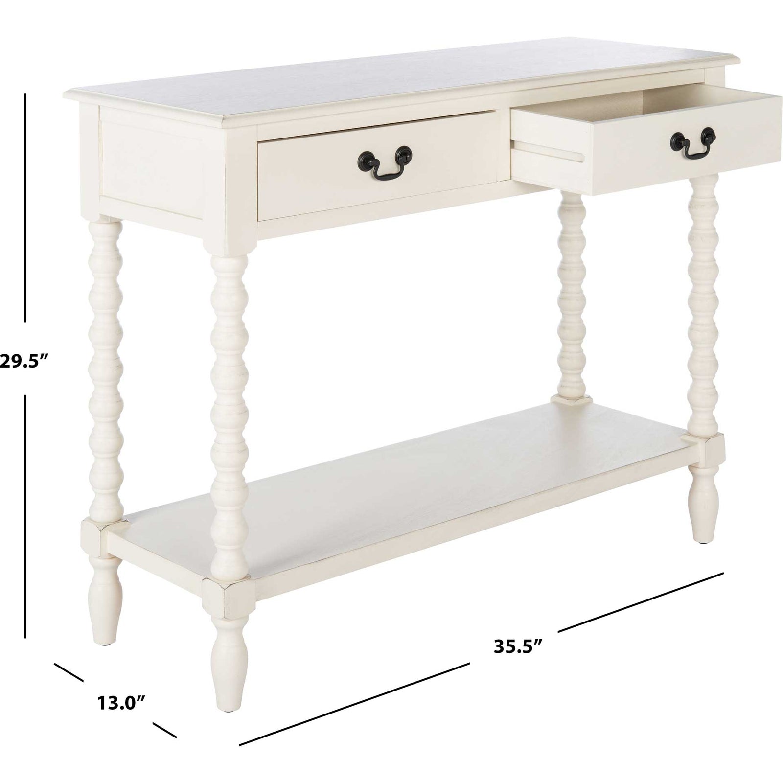 Atalia 2 Drawer Console Table Distressed White