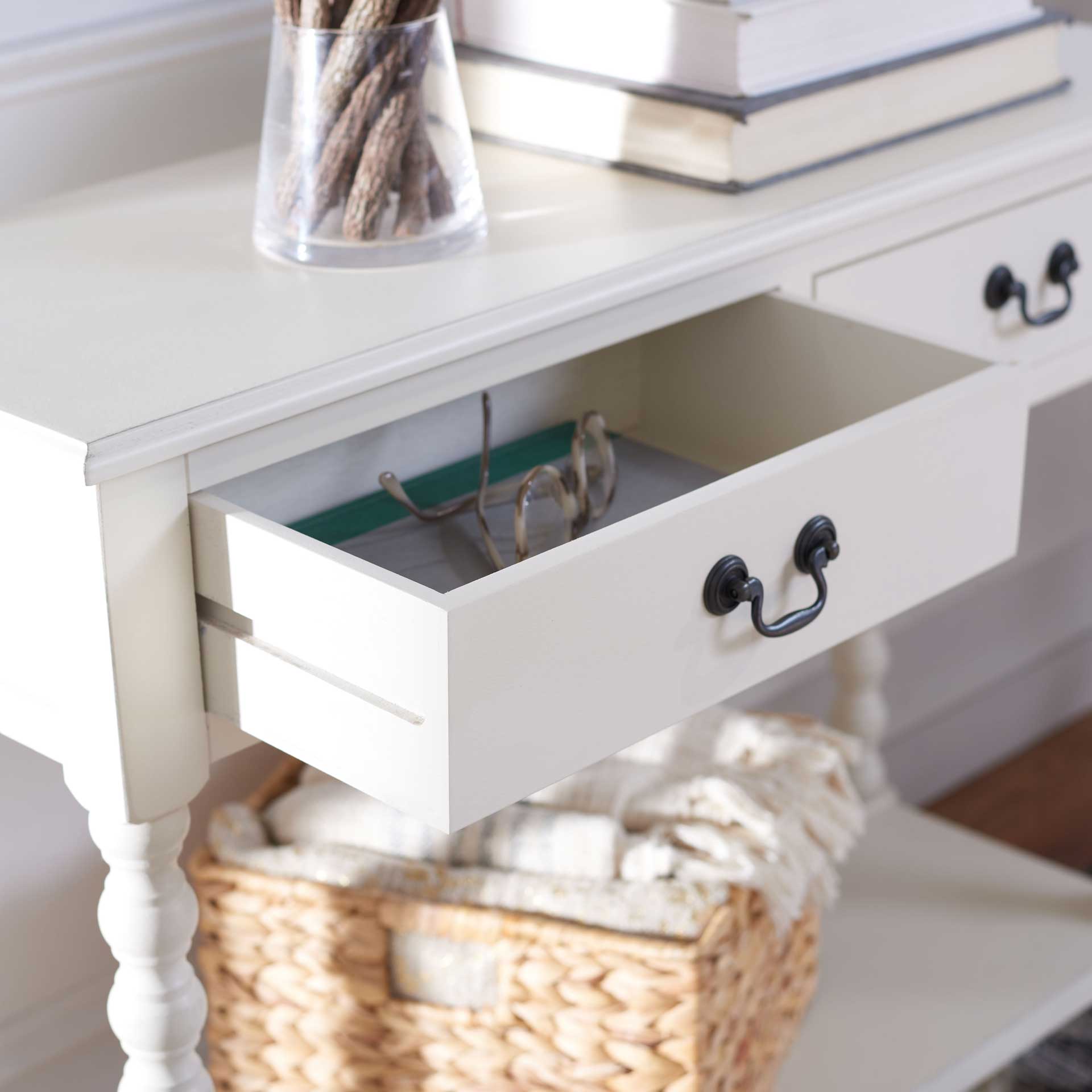 Atalia 2 Drawer Console Table Distressed White