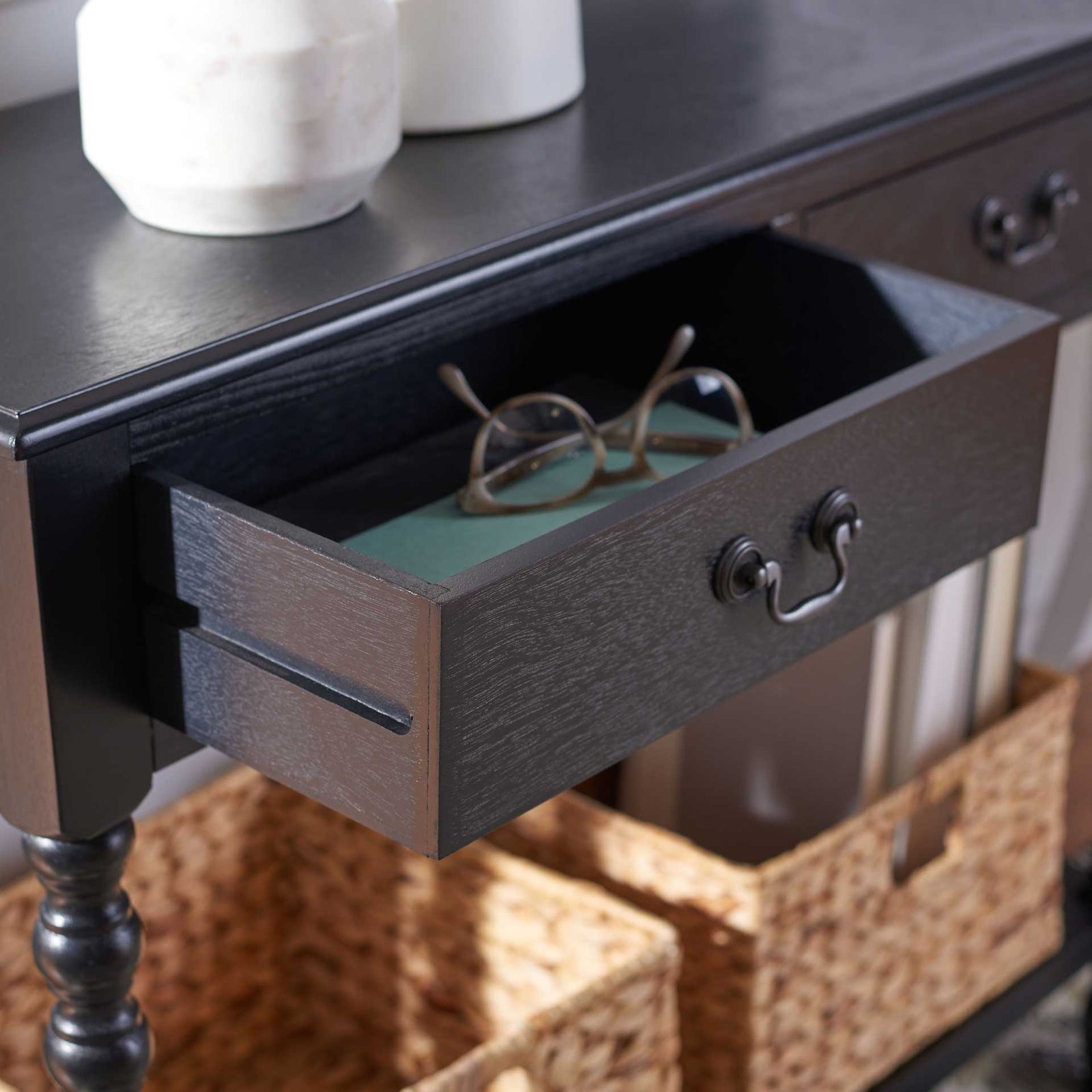 Atalia 2 Drawer Console Table Black