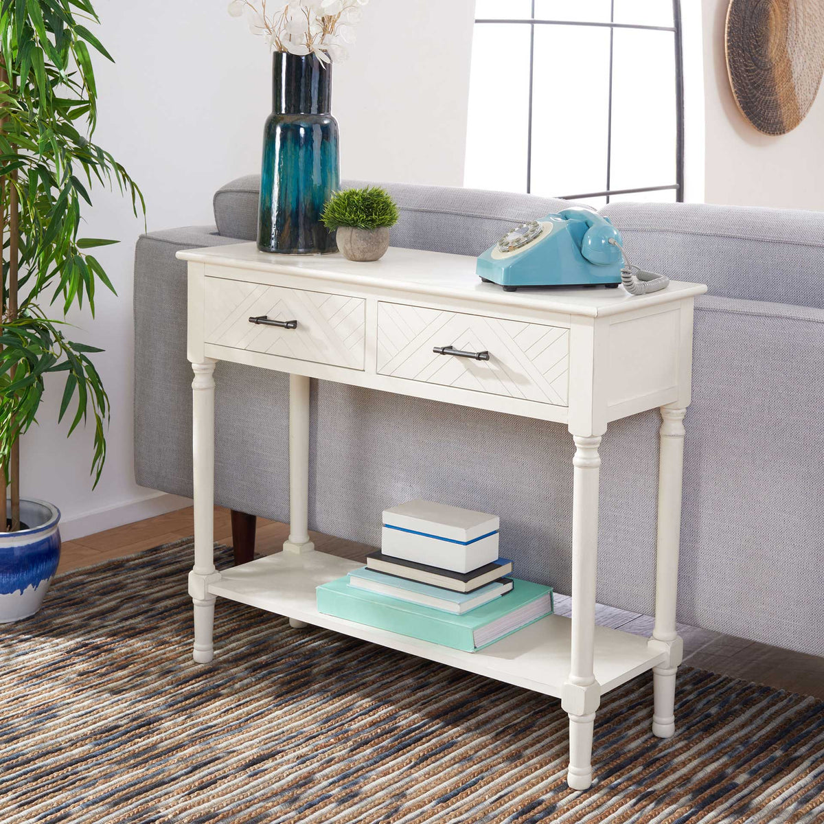Pebbles 2 Drawer Console Table Distressed White