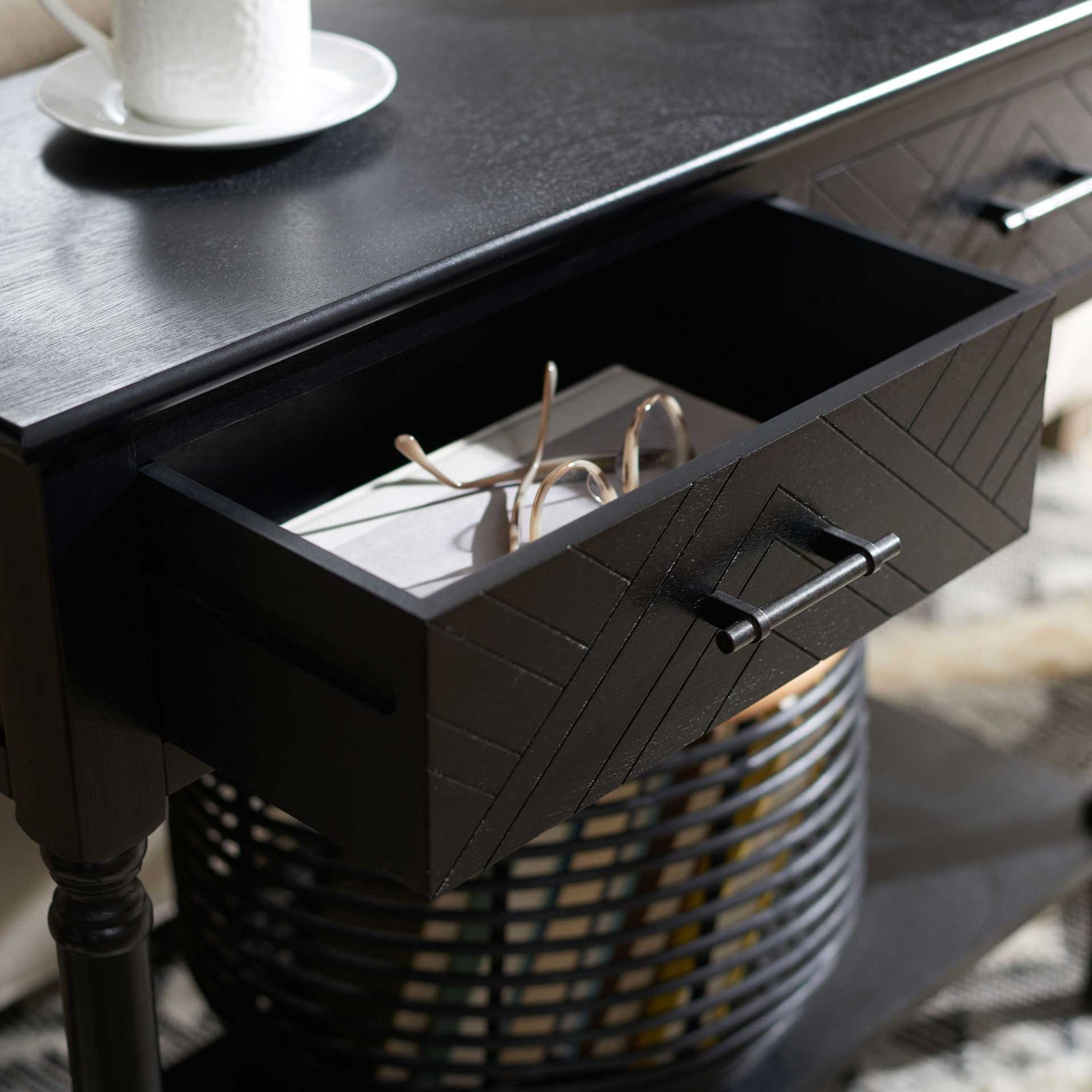 Pebbles 3 Drawer Console Table Black