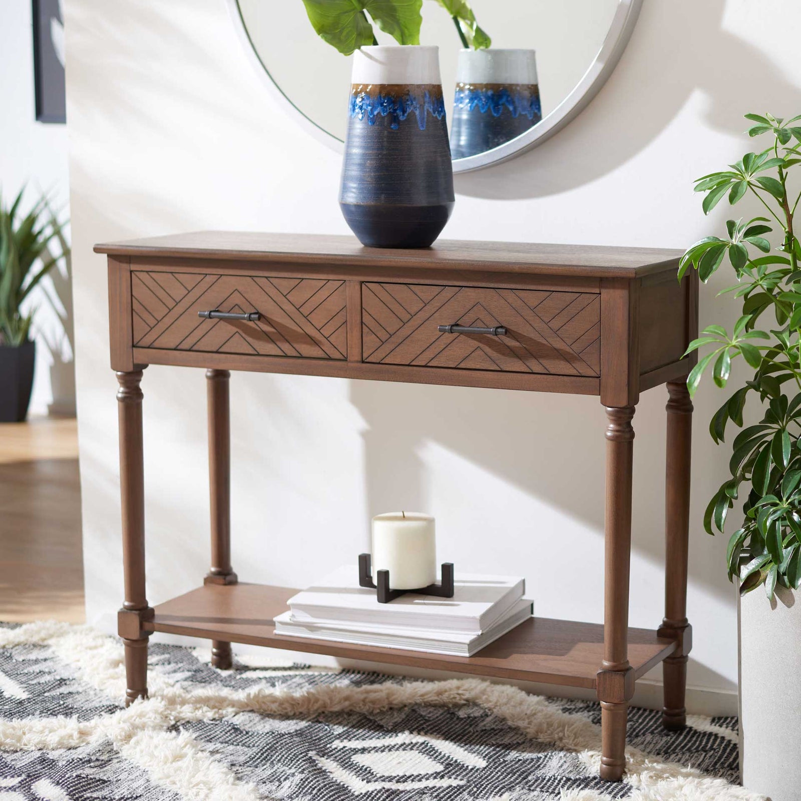 Pebbles 2 Drawer Console Table Brown