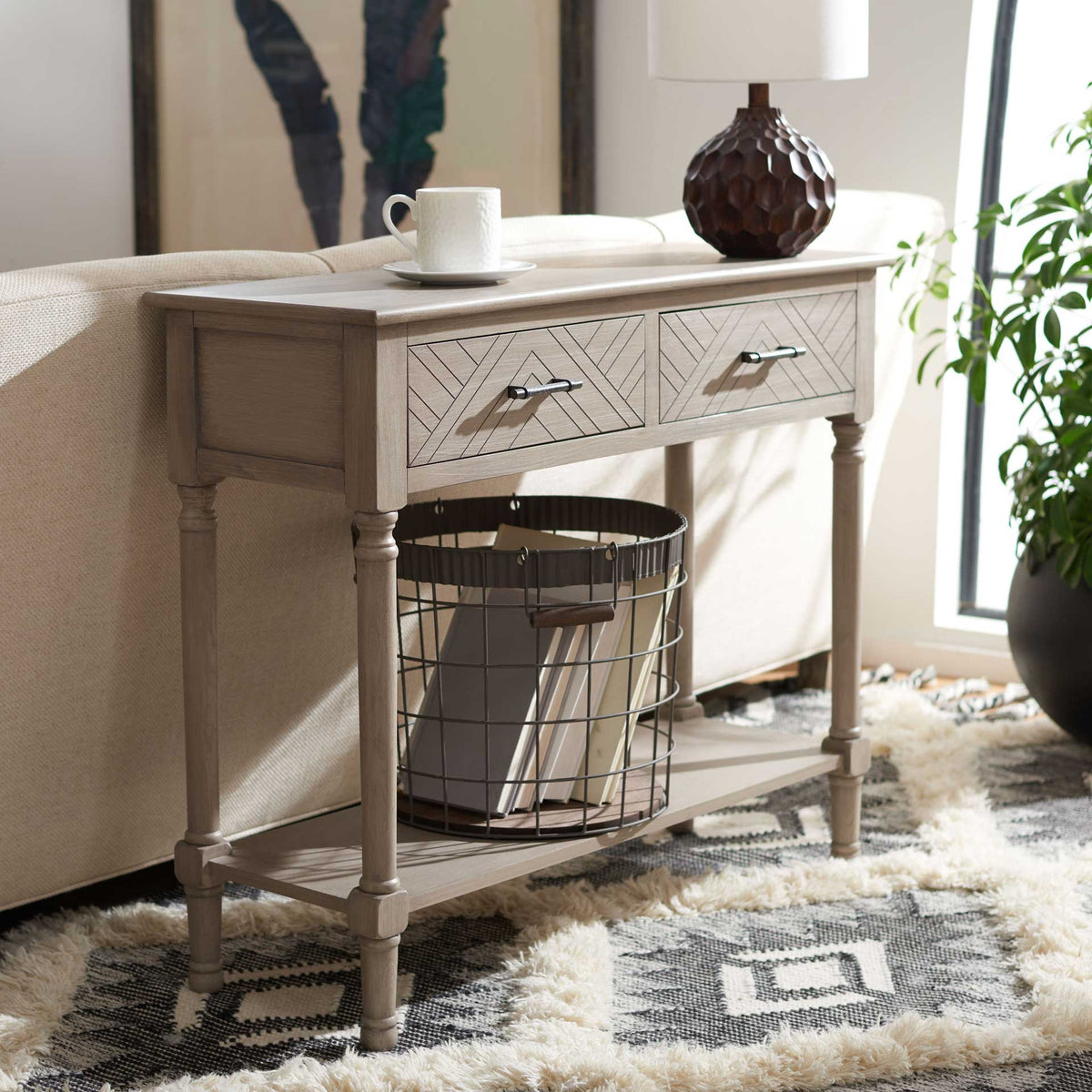 Pebbles 2 Drawer Console Table Greige