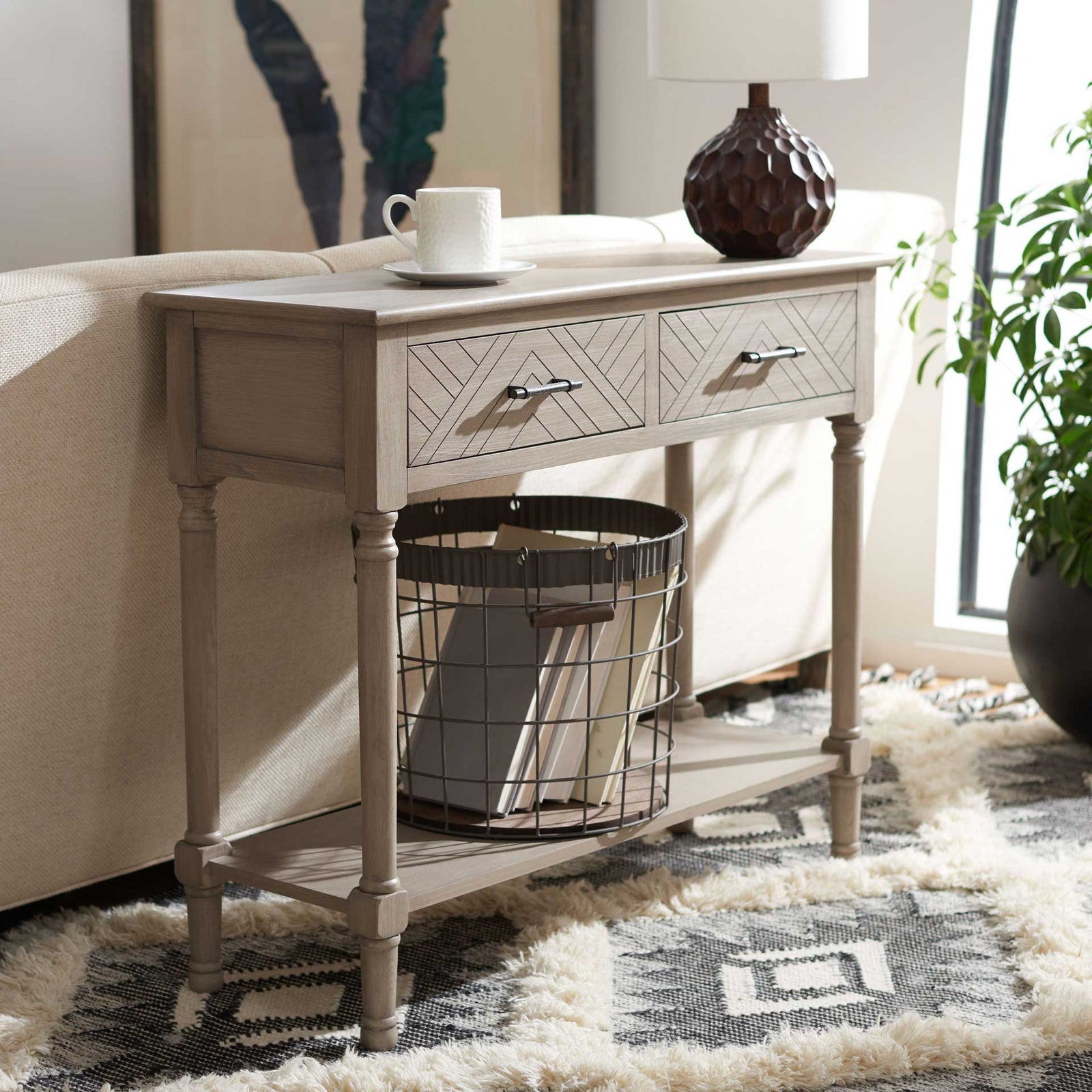 Pebbles 2 Drawer Console Table Greige