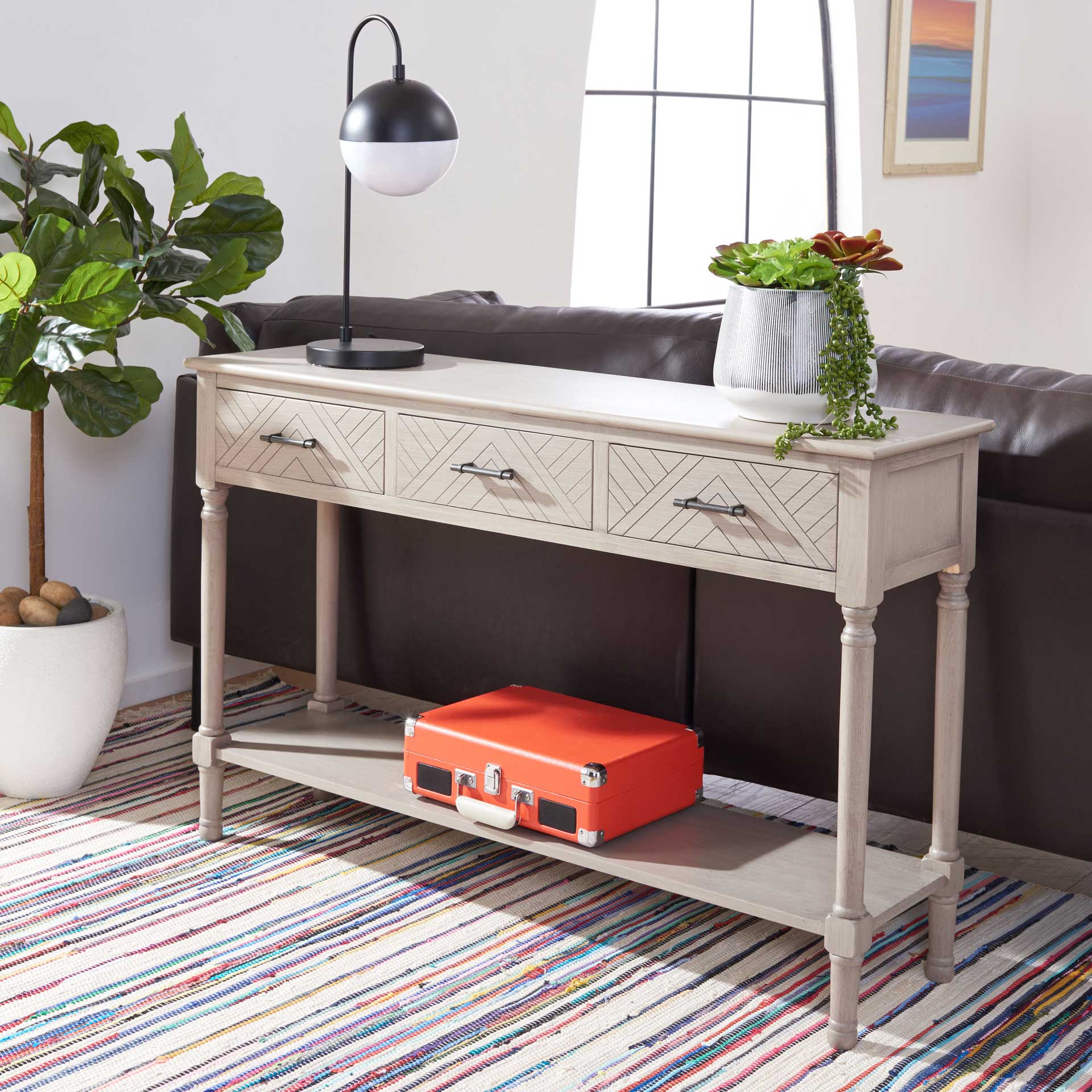 Pebbles 3 Drawer Console Table Greige