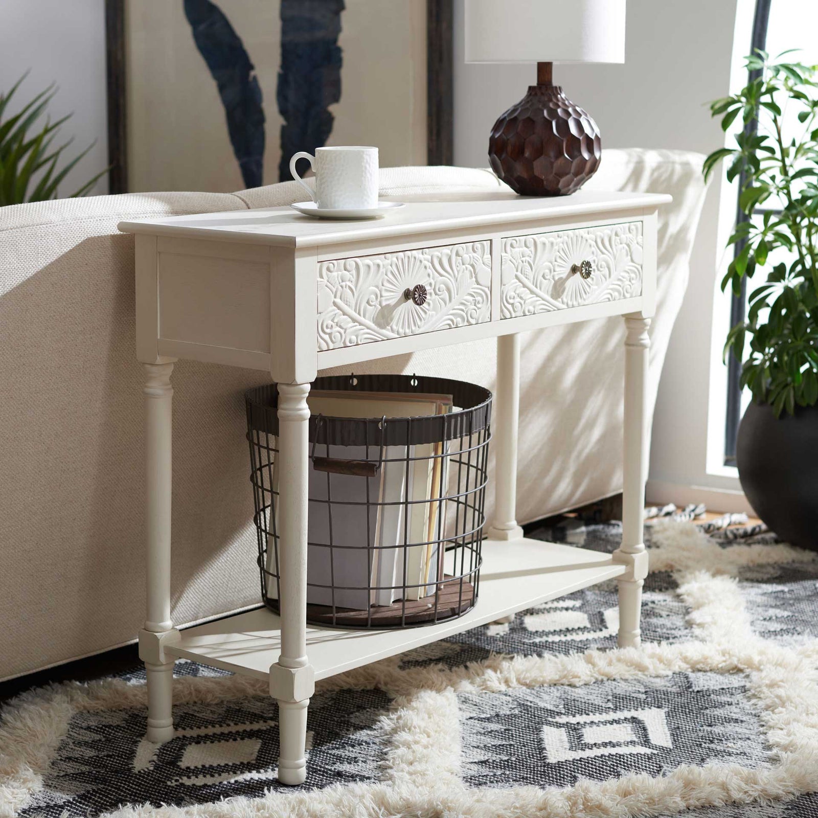 Jonco 2 Drawer Console Table Distressed White