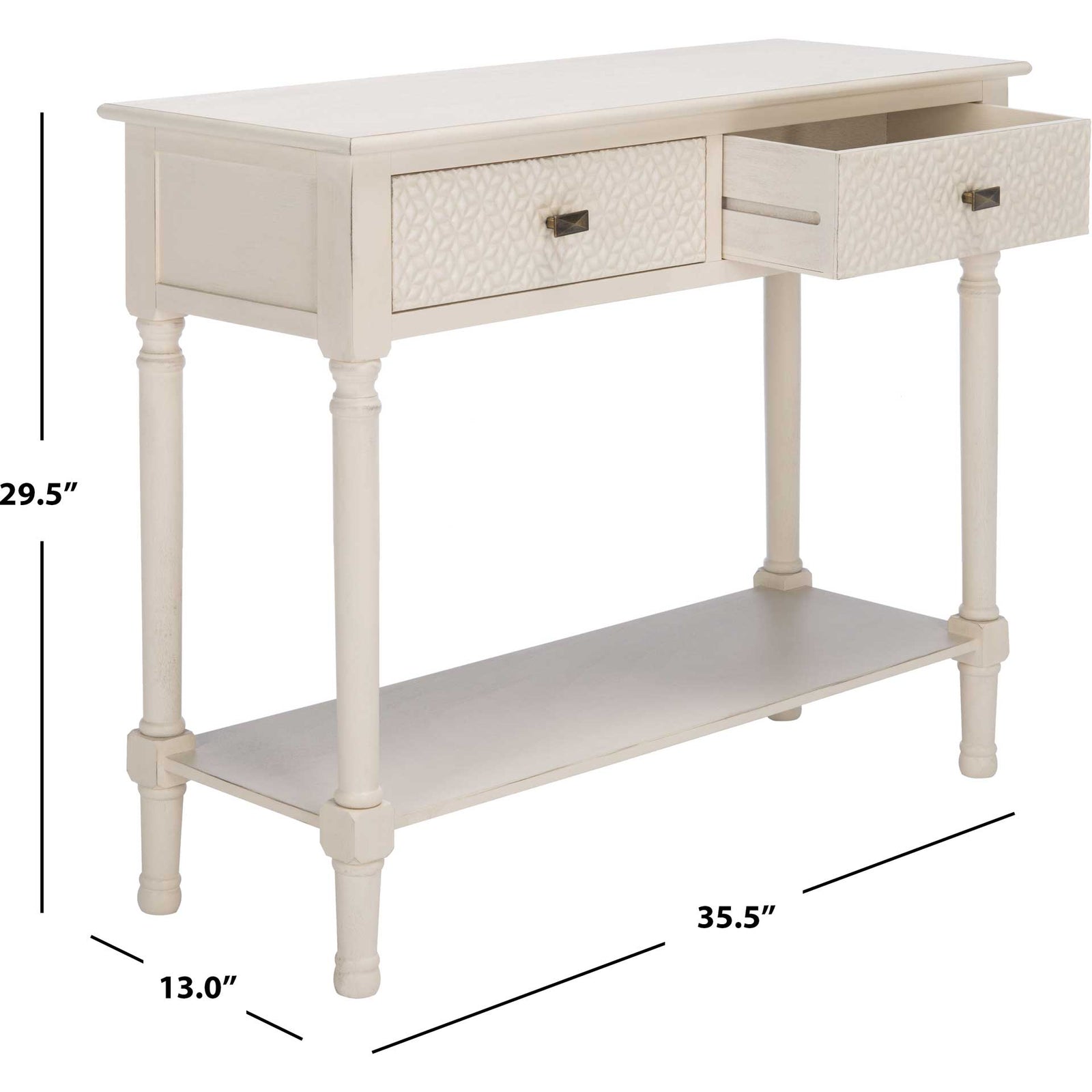 Haleigh 2 Drawer Console Table Distressed White
