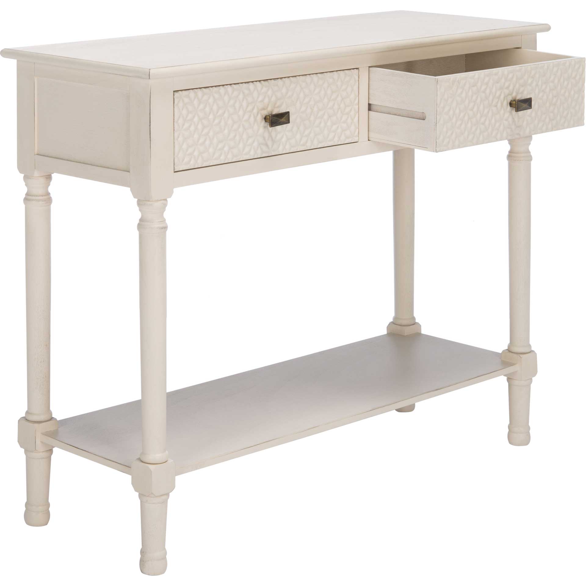 Haleigh 2 Drawer Console Table Distressed White