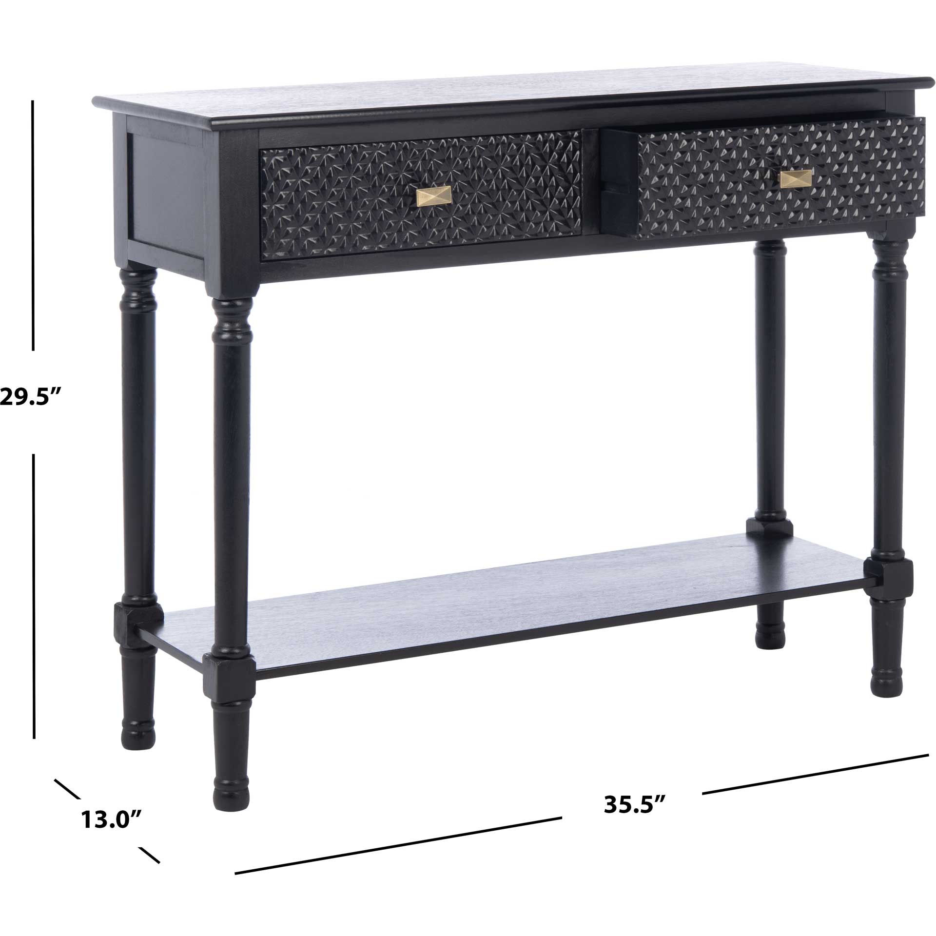 Haleigh 2 Drawer Console Table Black