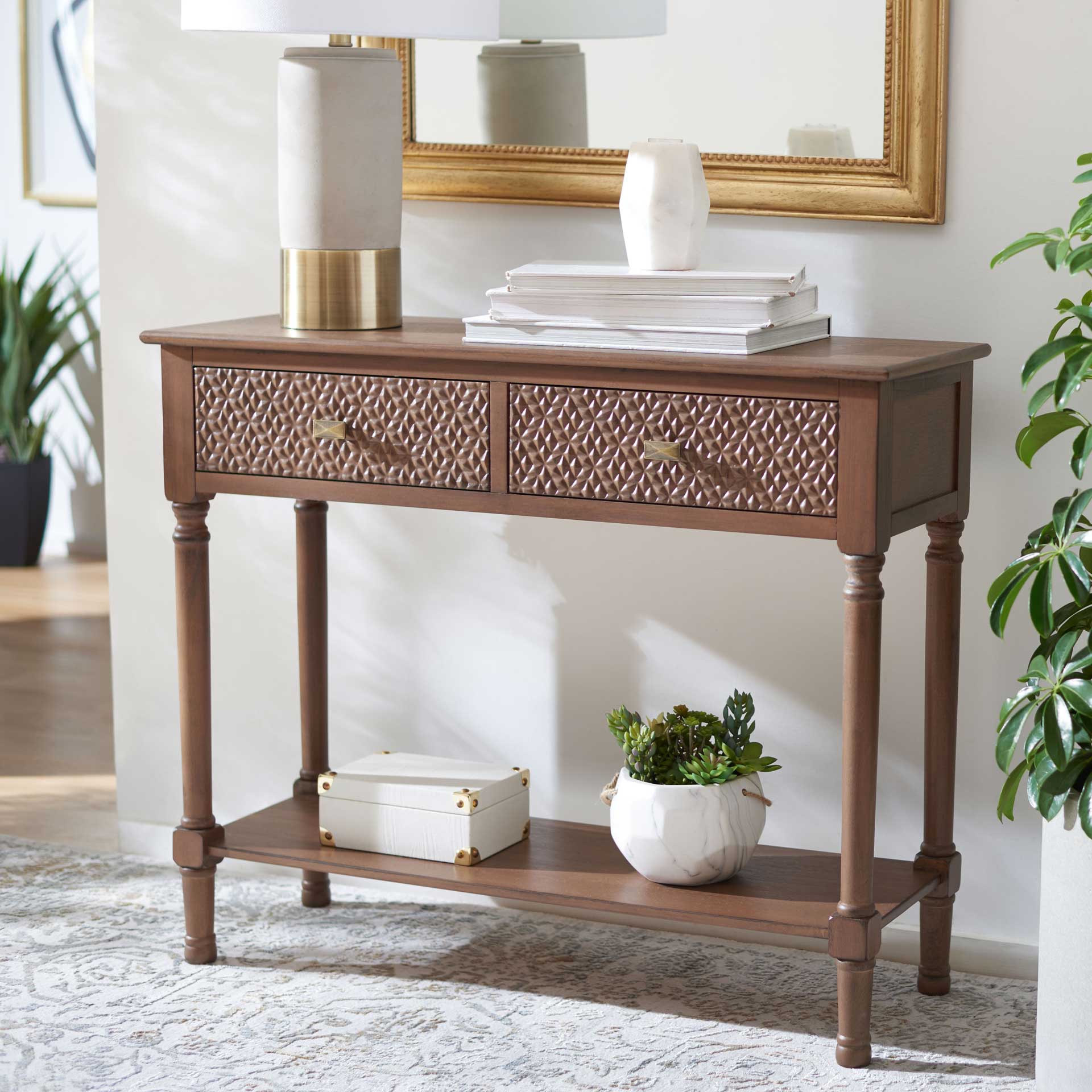 Haleigh 2 Drawer Console Table Brown