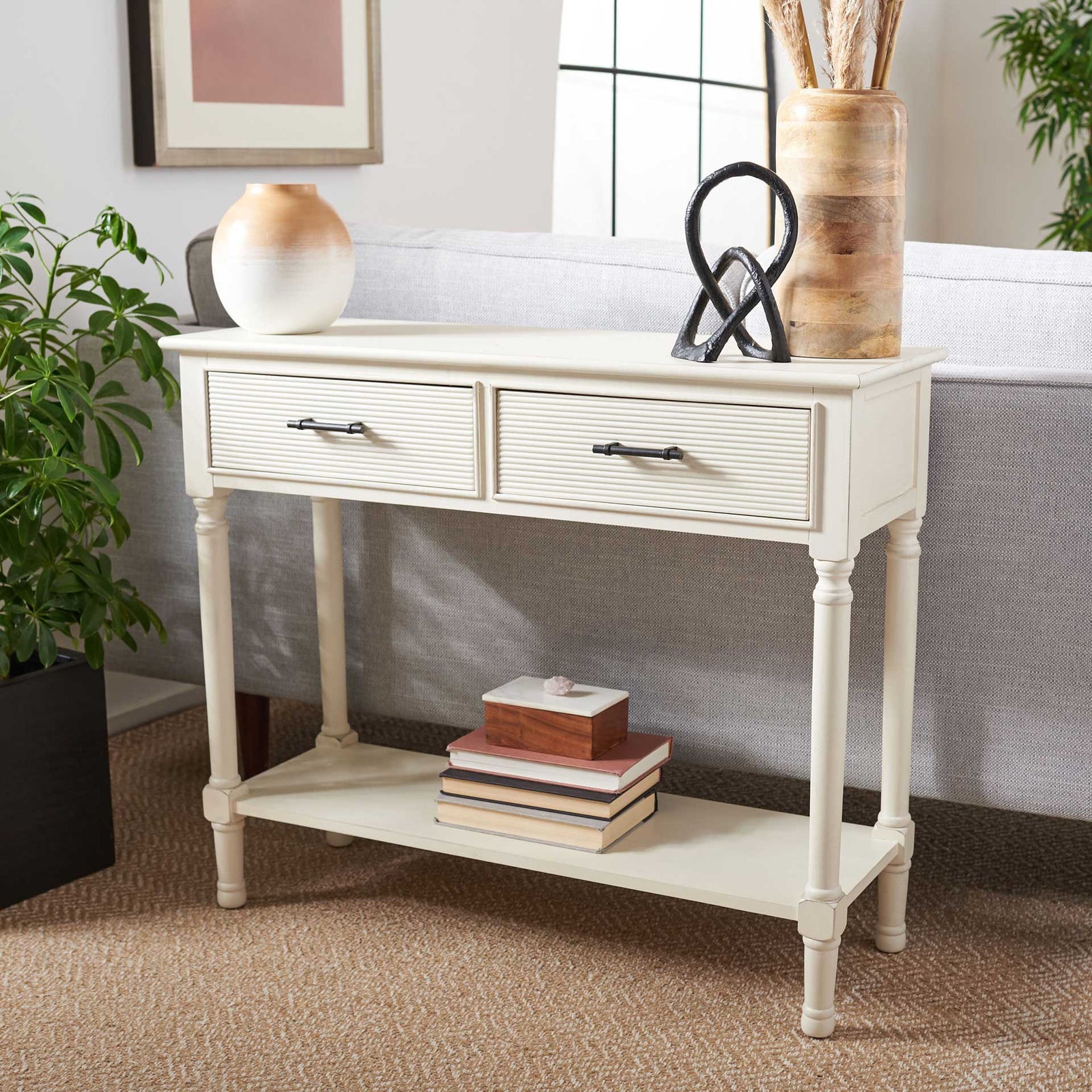 Rylee 2 Drawer Console Table Distressed White