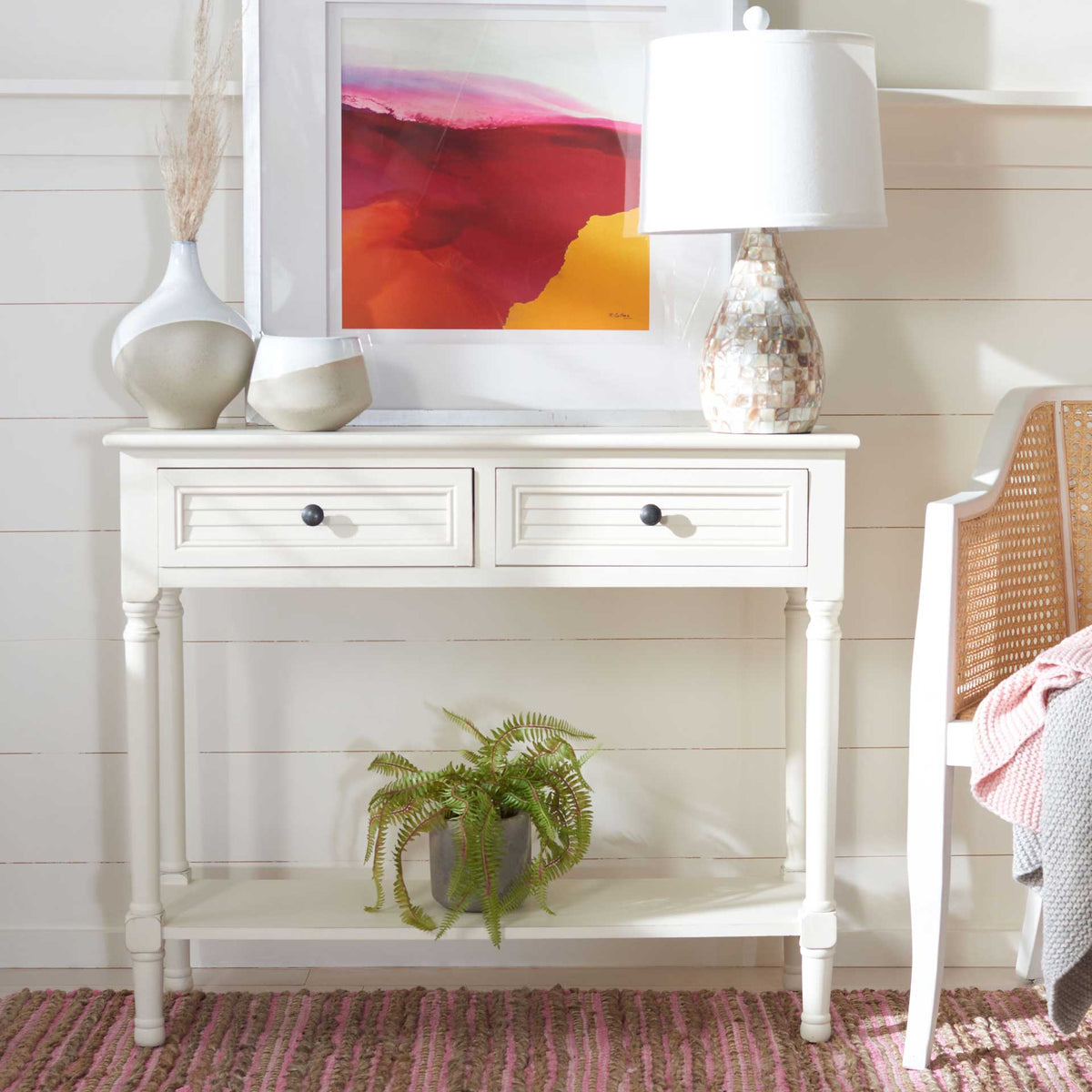 Talita 2 Drawer Console Table Distressed White