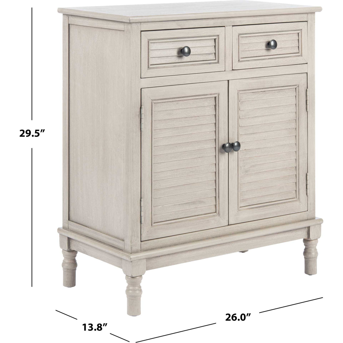 Compact sideboard measures 26 inches wide, 13.8 inches deep, and 29.5 inches high.