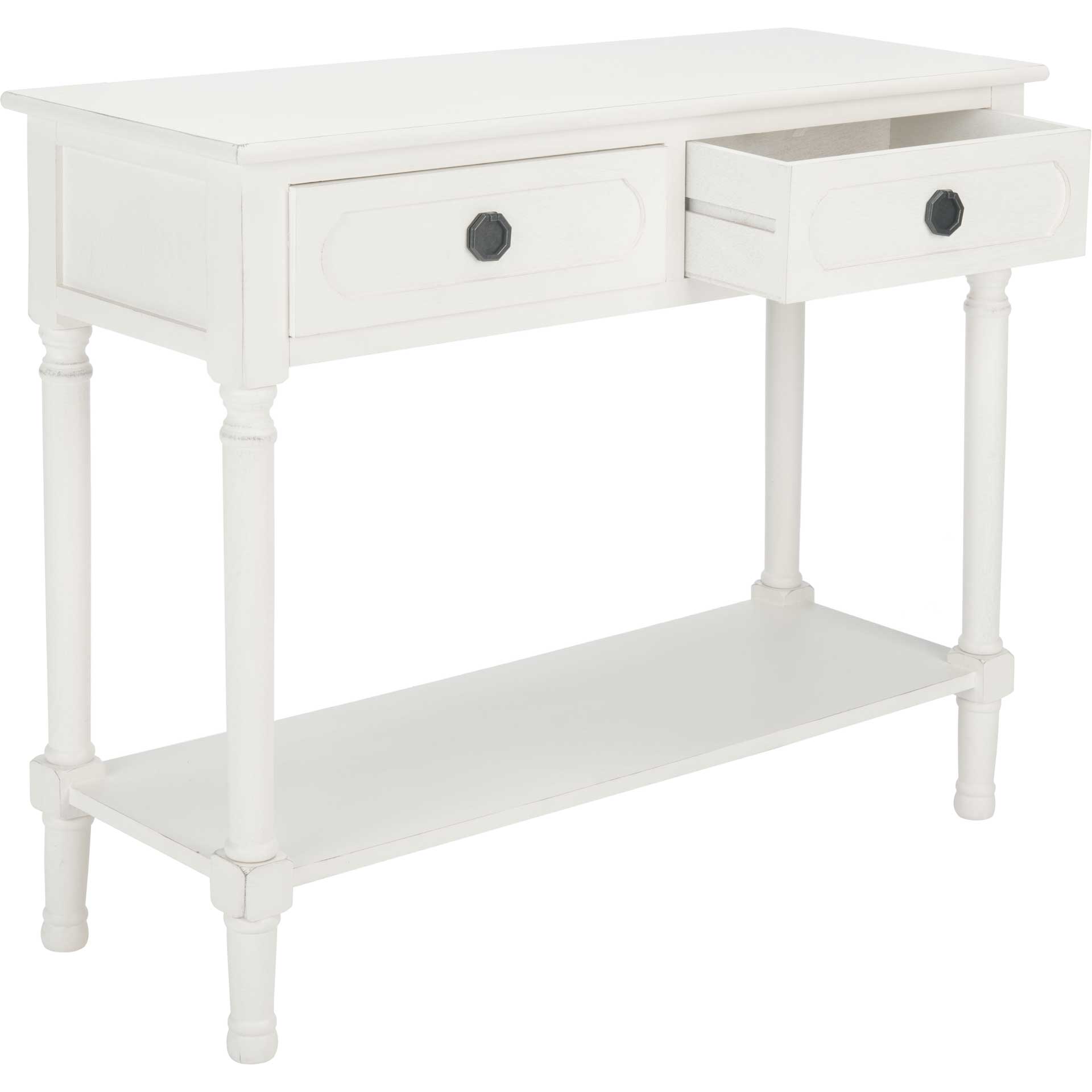 Alessa 2 Drawer Console Table Distressed White