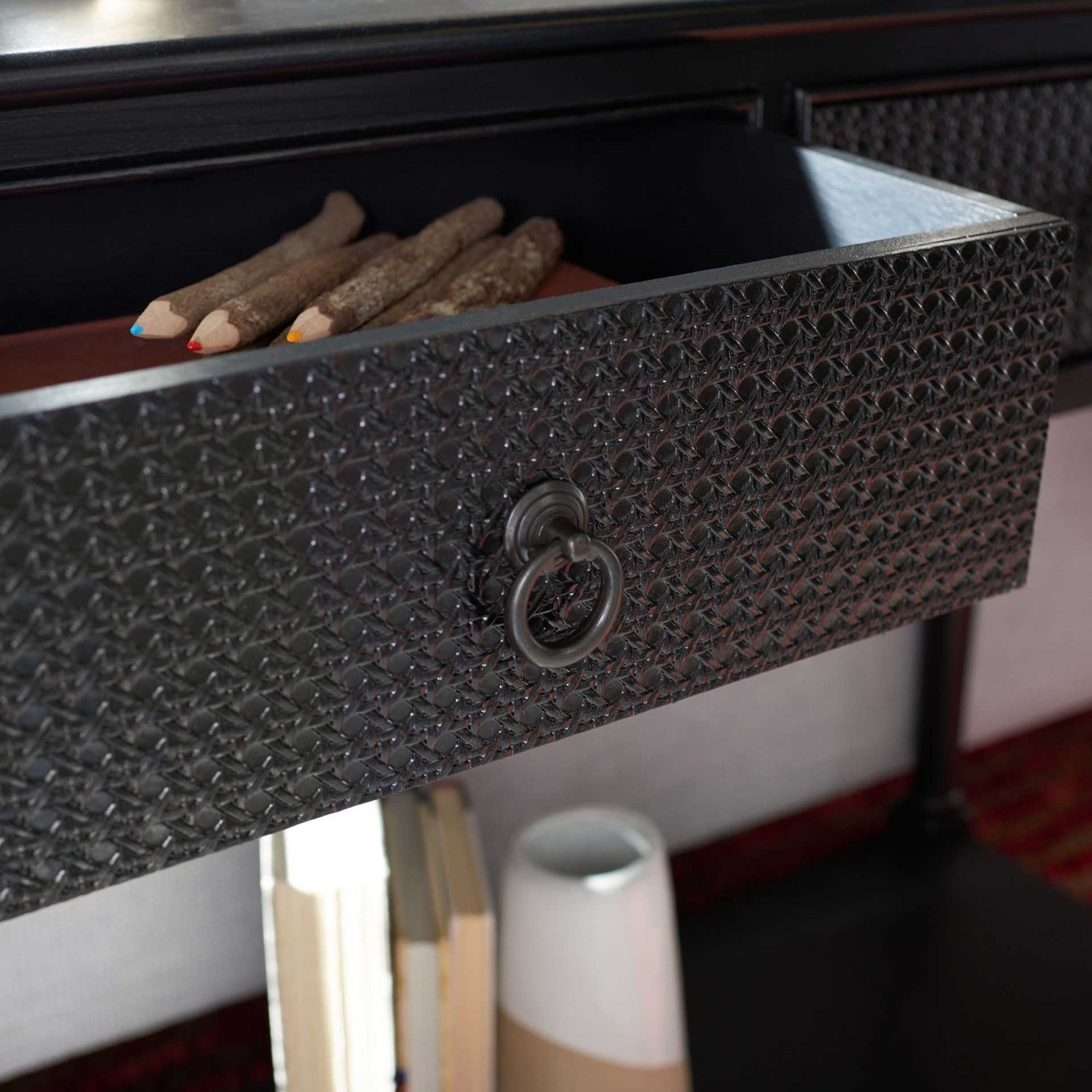 Hale 2 Drawer Console Table Black