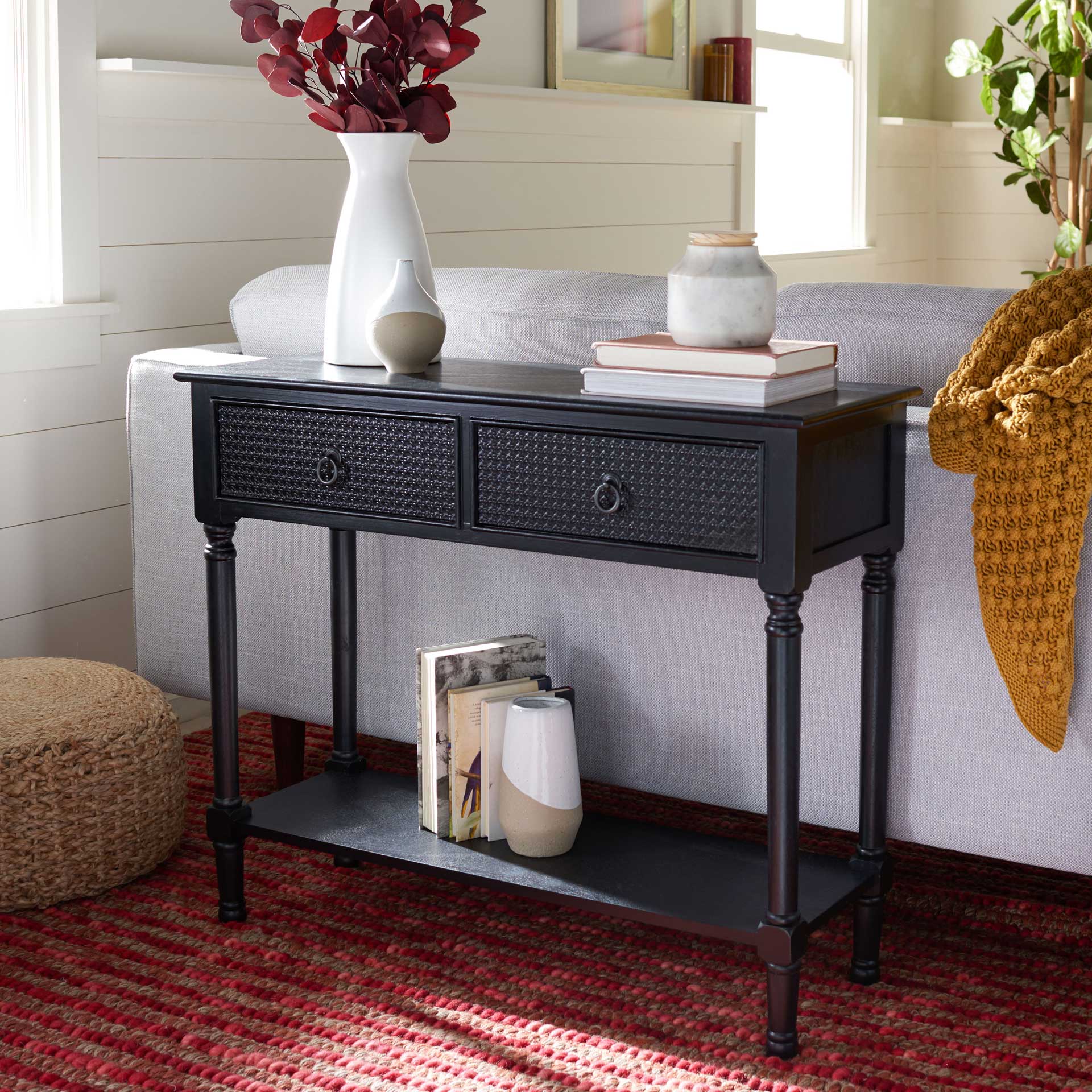 Hale 2 Drawer Console Table Black