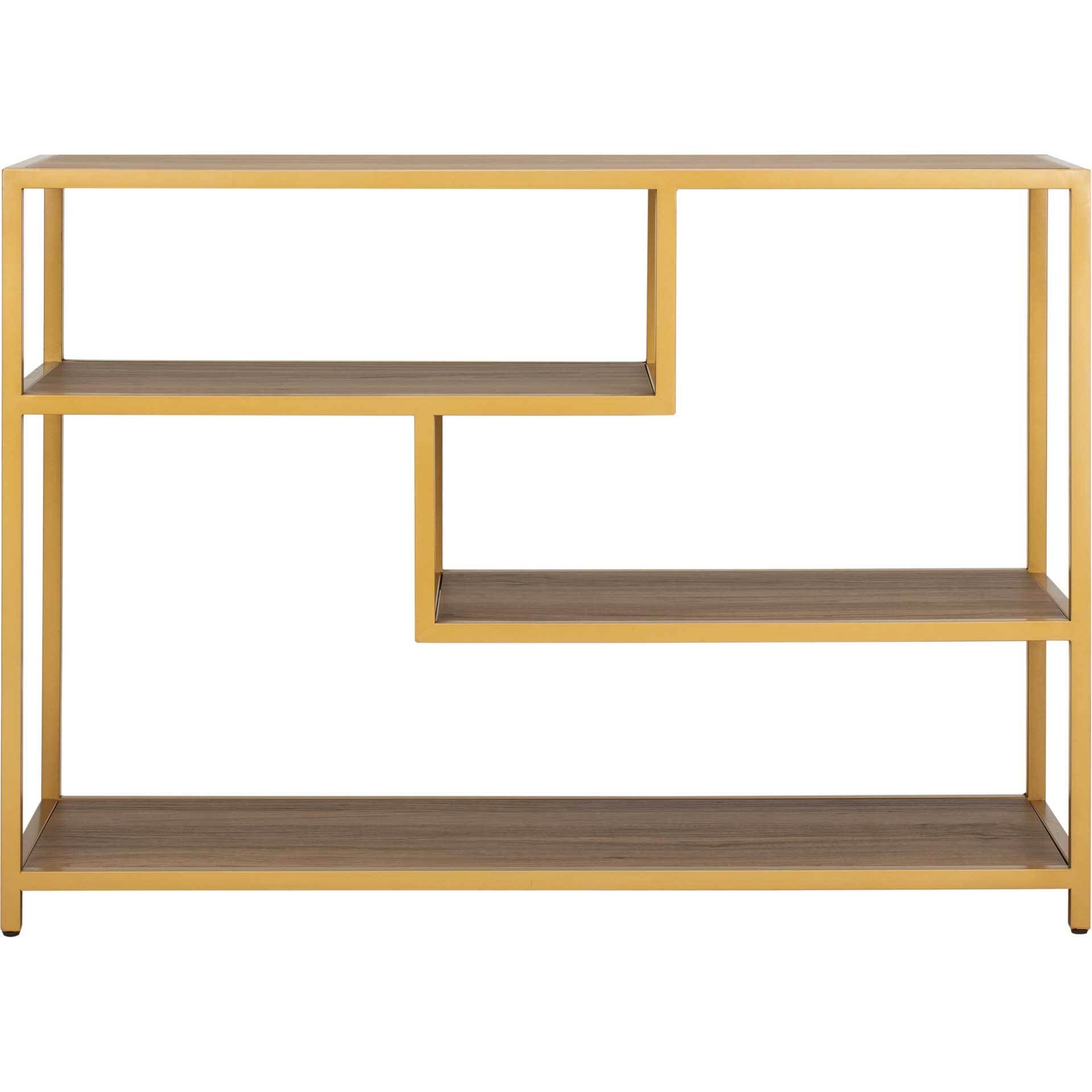 Reed Geometric Console Table Walnut/Gold
