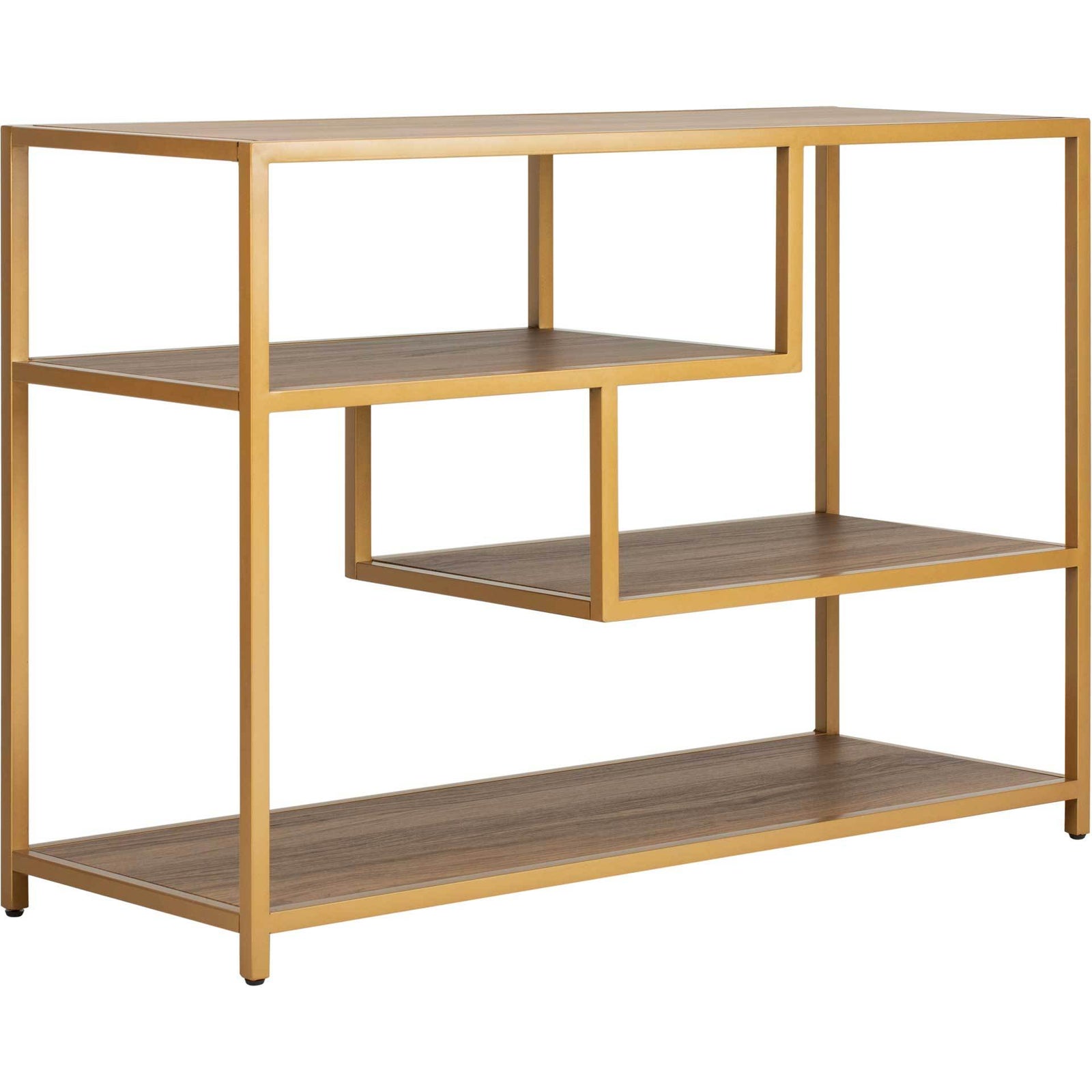 Reed Geometric Console Table Walnut/Gold