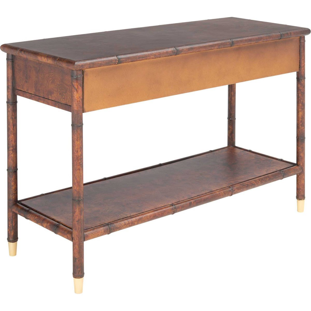 Tunisia 2 Drawer 1 Shelf Console Table Dark Brown/Gold