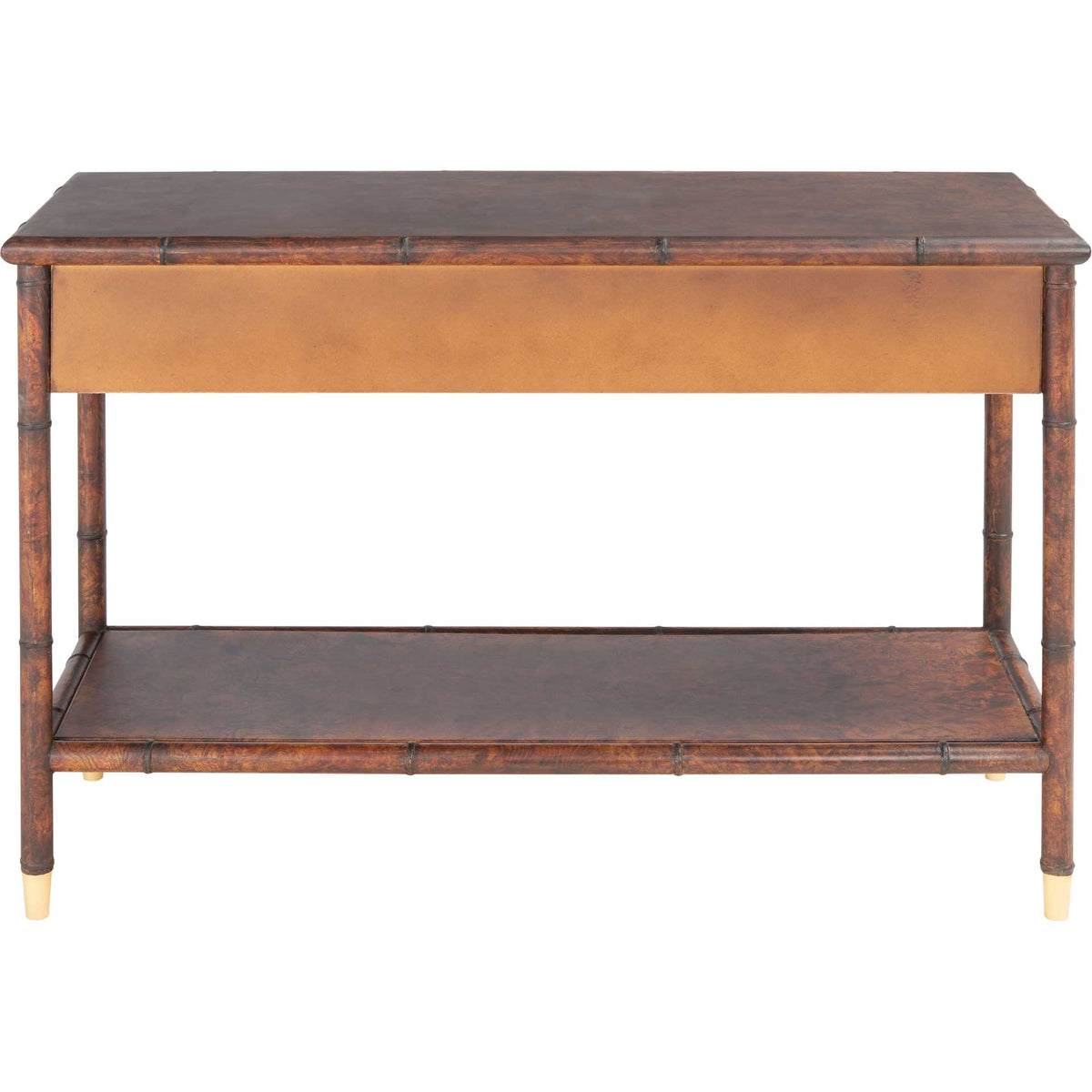 Tunisia 2 Drawer 1 Shelf Console Table Dark Brown/Gold