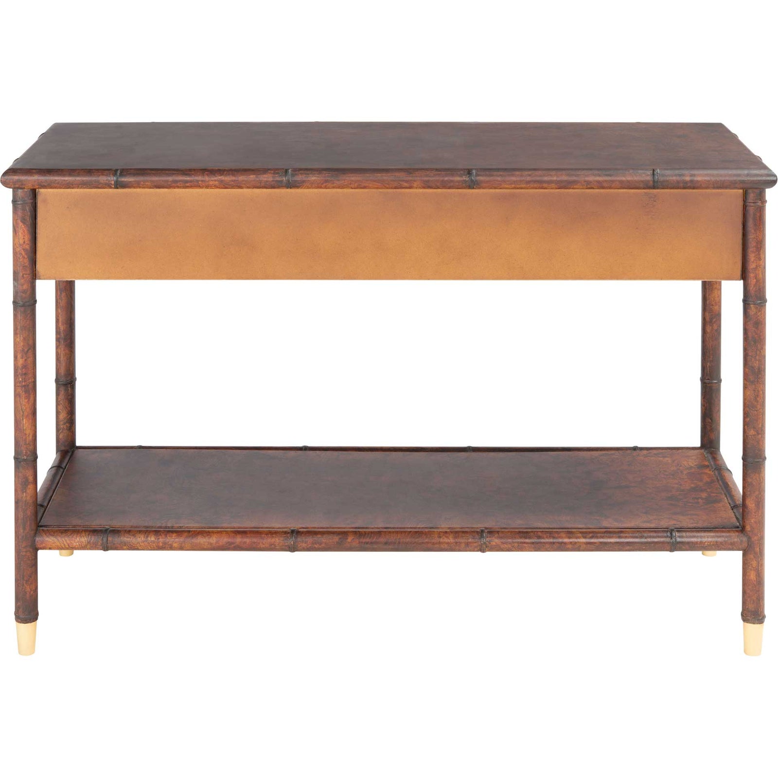 Tunisia 2 Drawer 1 Shelf Console Table Dark Brown/Gold