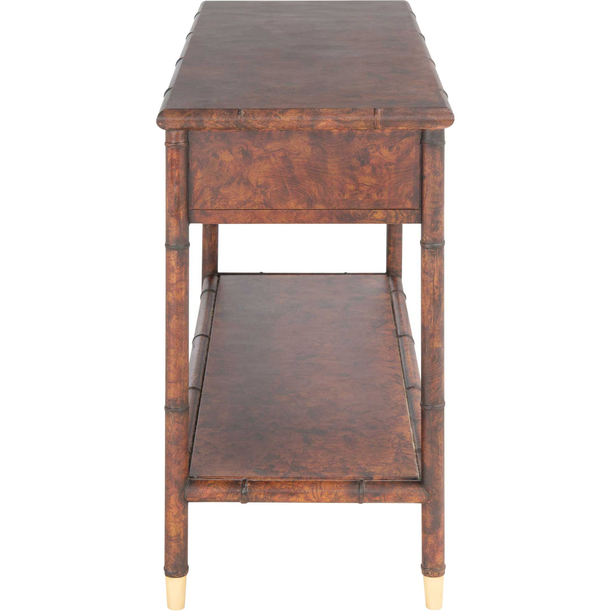 Tunisia 2 Drawer 1 Shelf Console Table Dark Brown/Gold