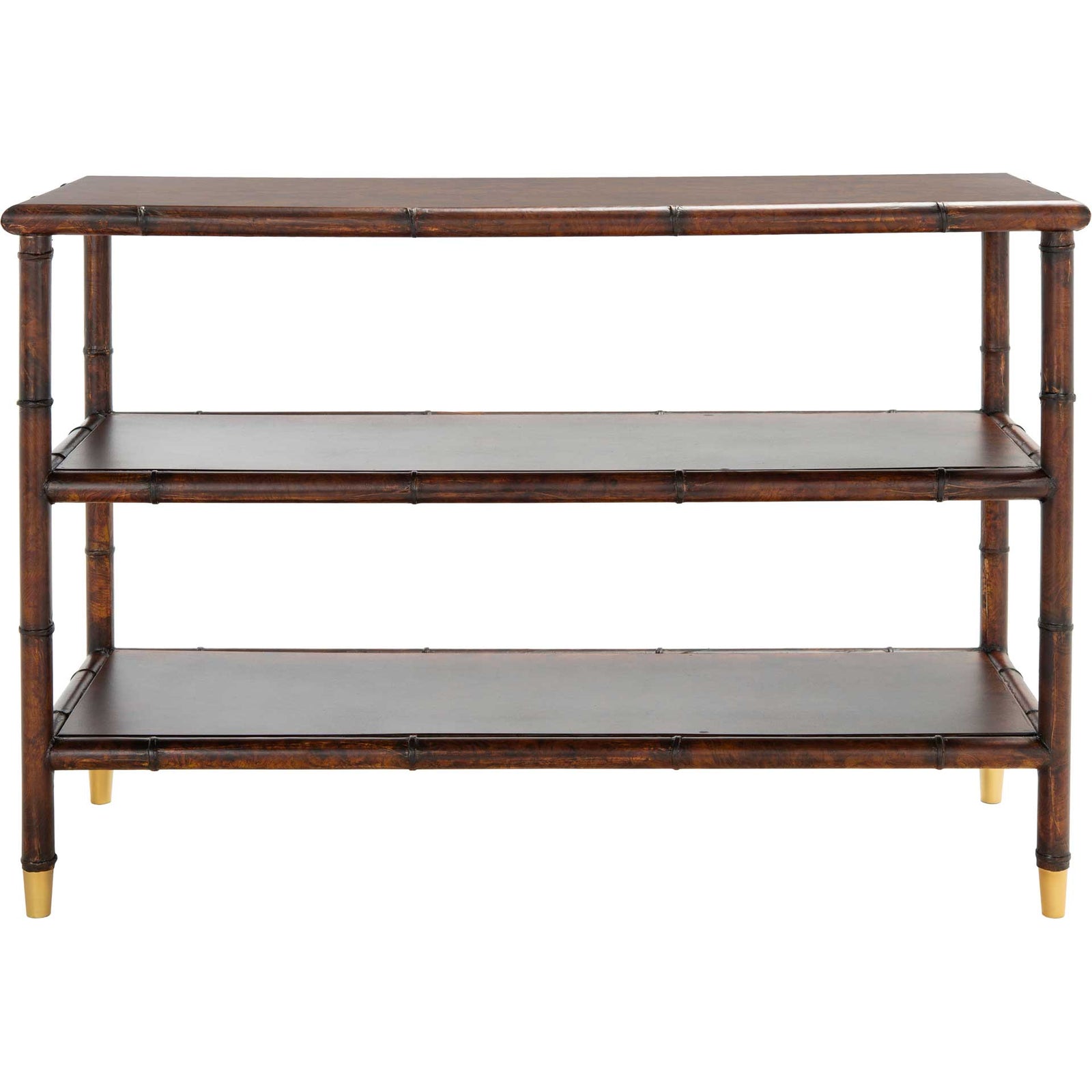 Tunisia 2 Shelf Console Table Dark Brown/Gold