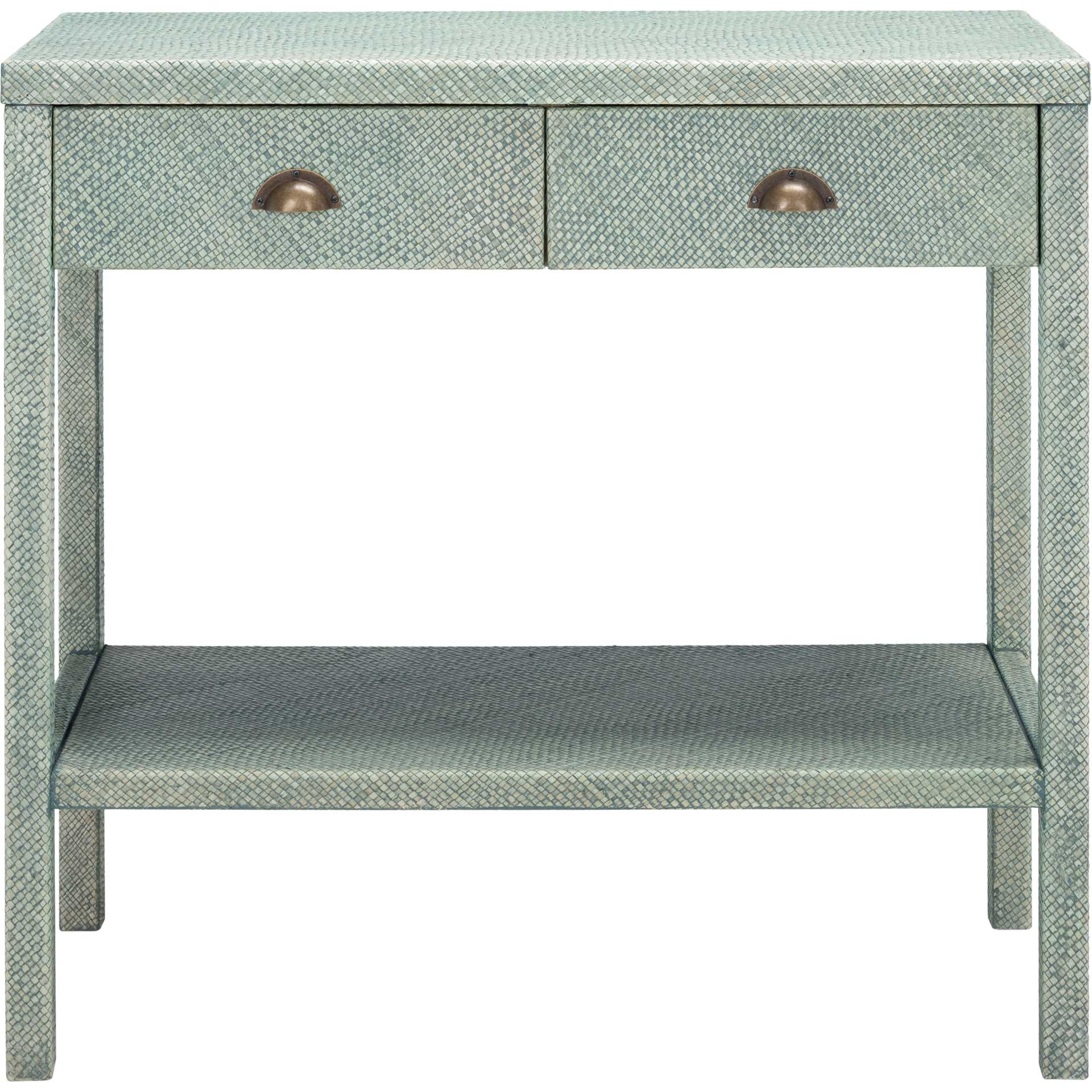 Ashby 2 Drawer Console Table Turquoise/Antique Gold
