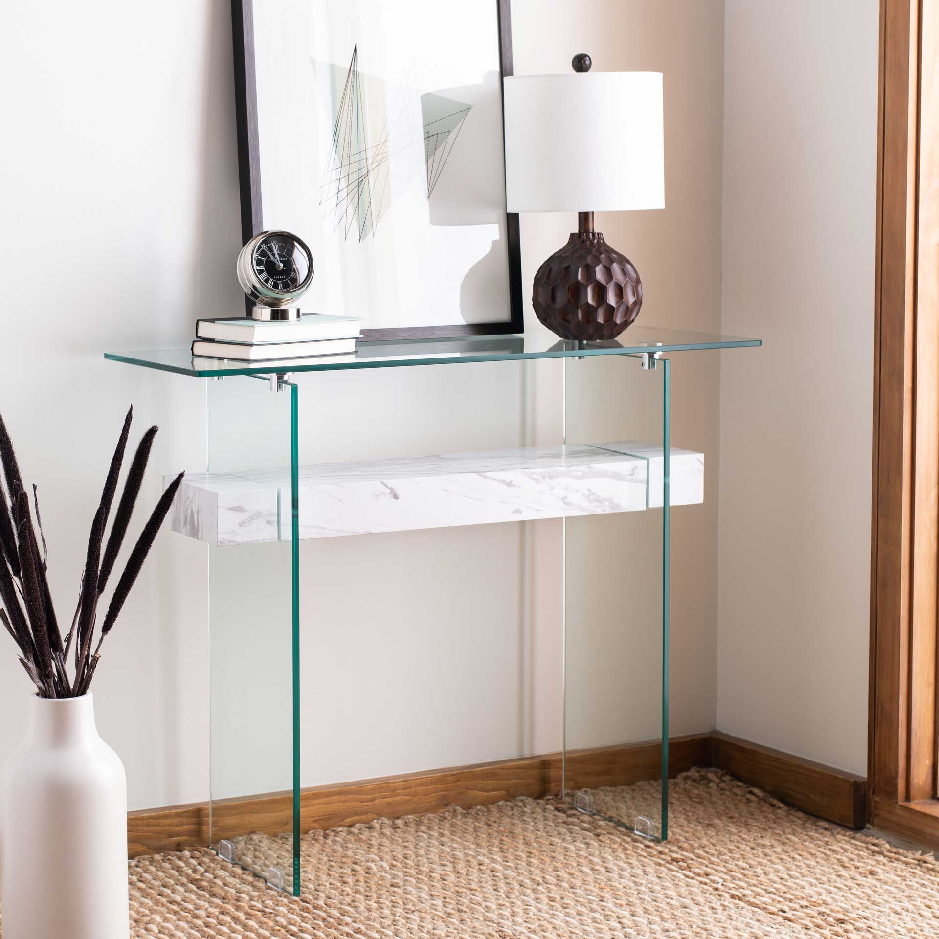 Karis Console Table Glass/White