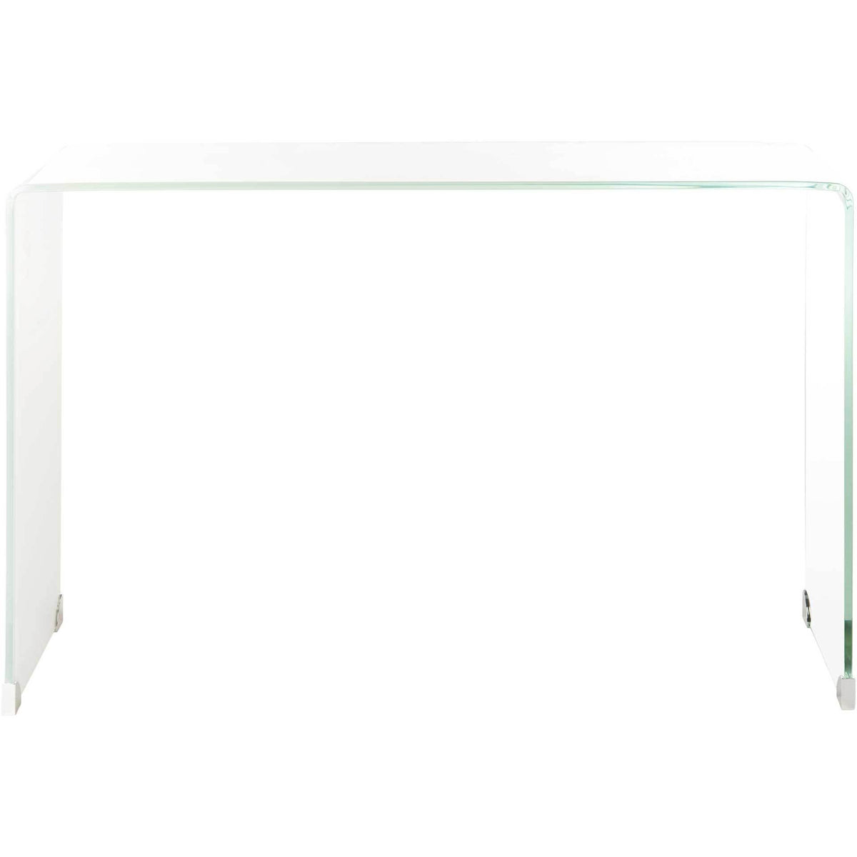 Minimalist glass console with a white ombre side and transparent top || CNS7300B || front_studio