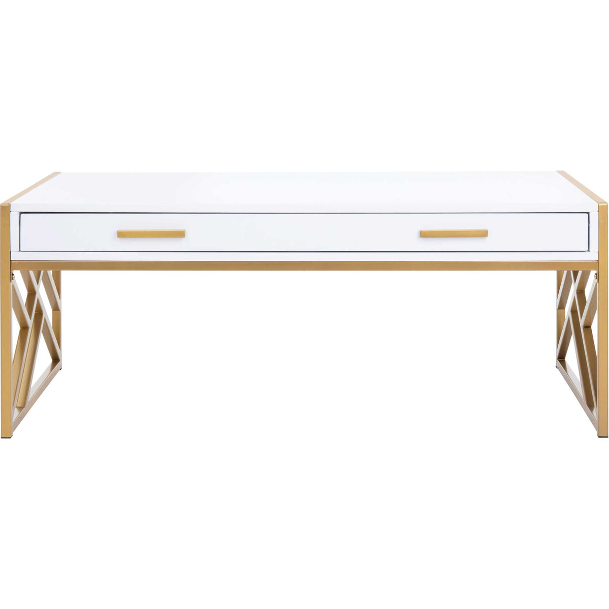 Elias 2 Drawer Coffee Table White/Gold