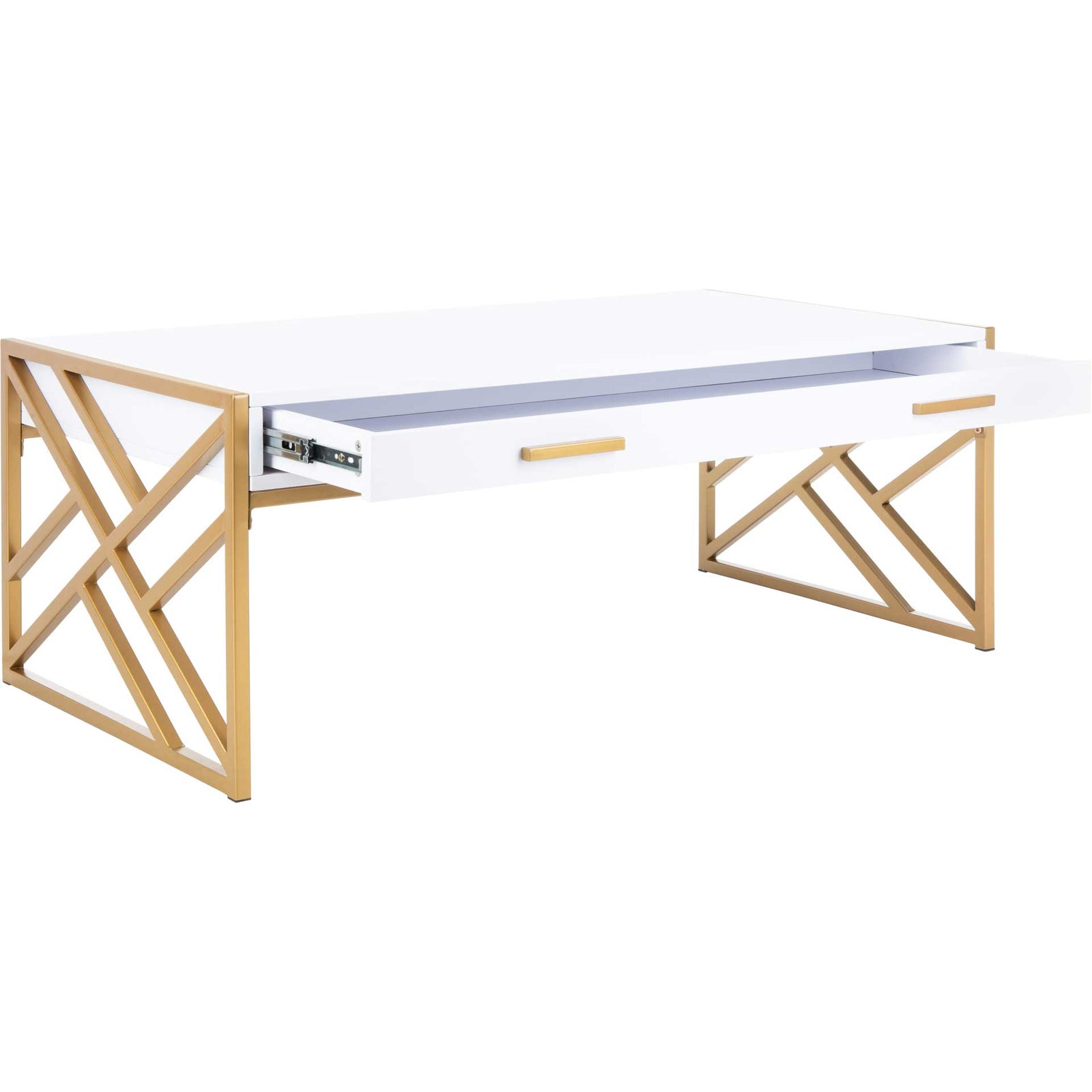 Elias 2 Drawer Coffee Table White/Gold