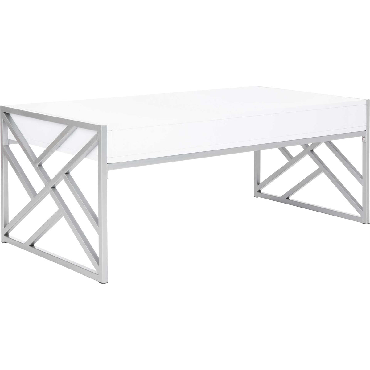 Elias 2 Drawer Coffee Table White/Silver