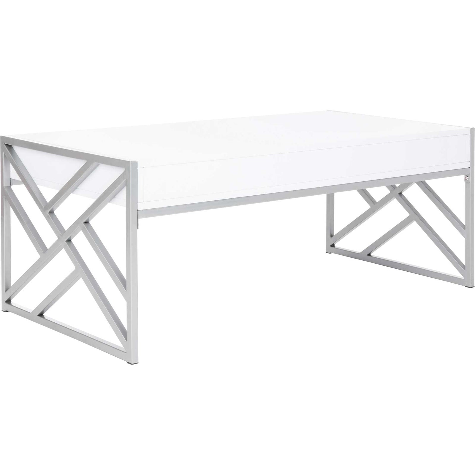 Elias 2 Drawer Coffee Table White/Silver