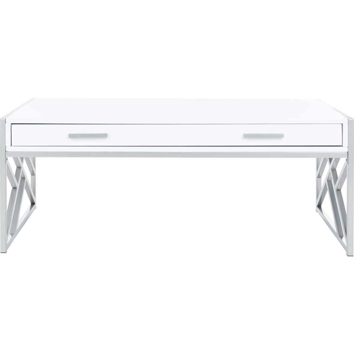Elias 2 Drawer Coffee Table White/Silver