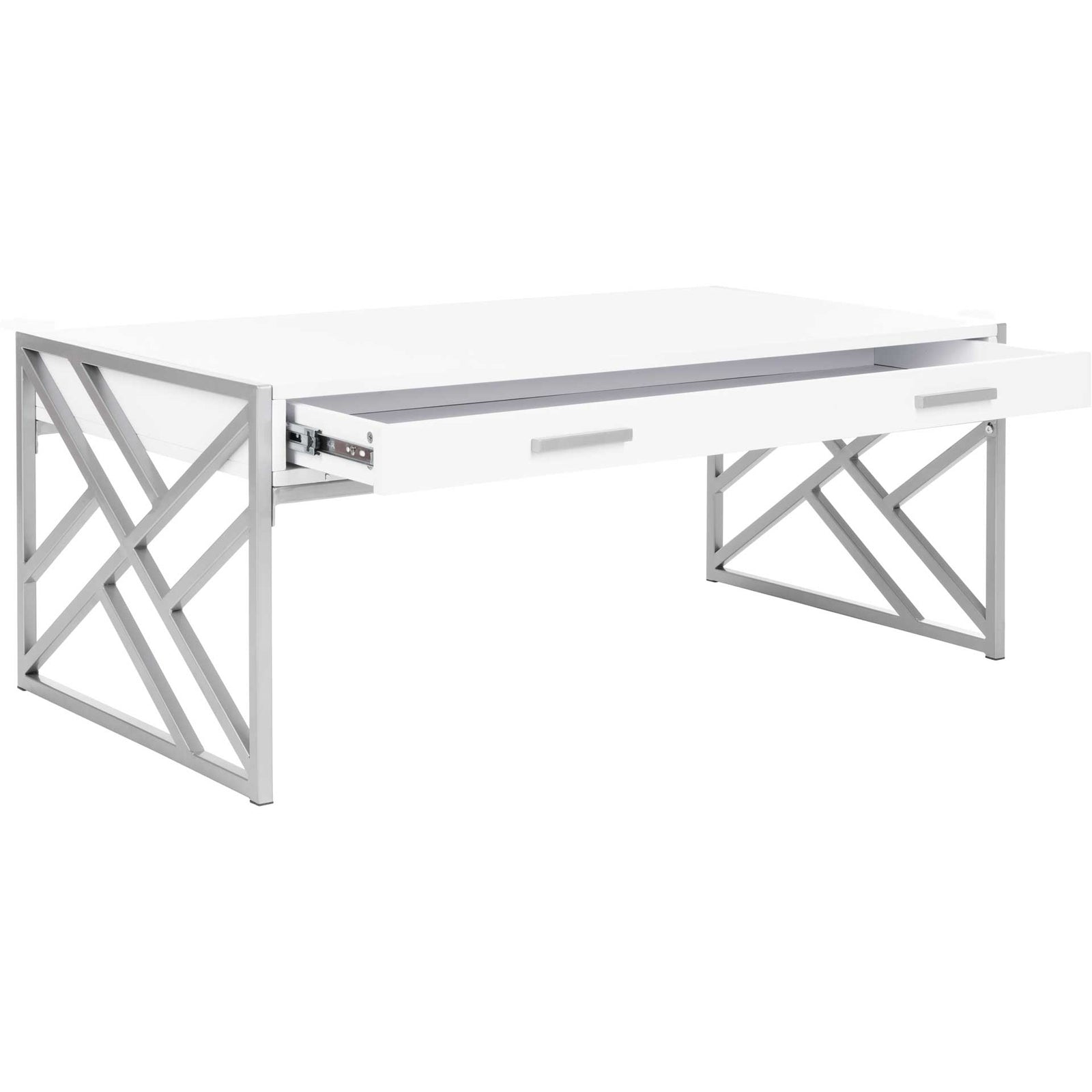 Elias 2 Drawer Coffee Table White/Silver
