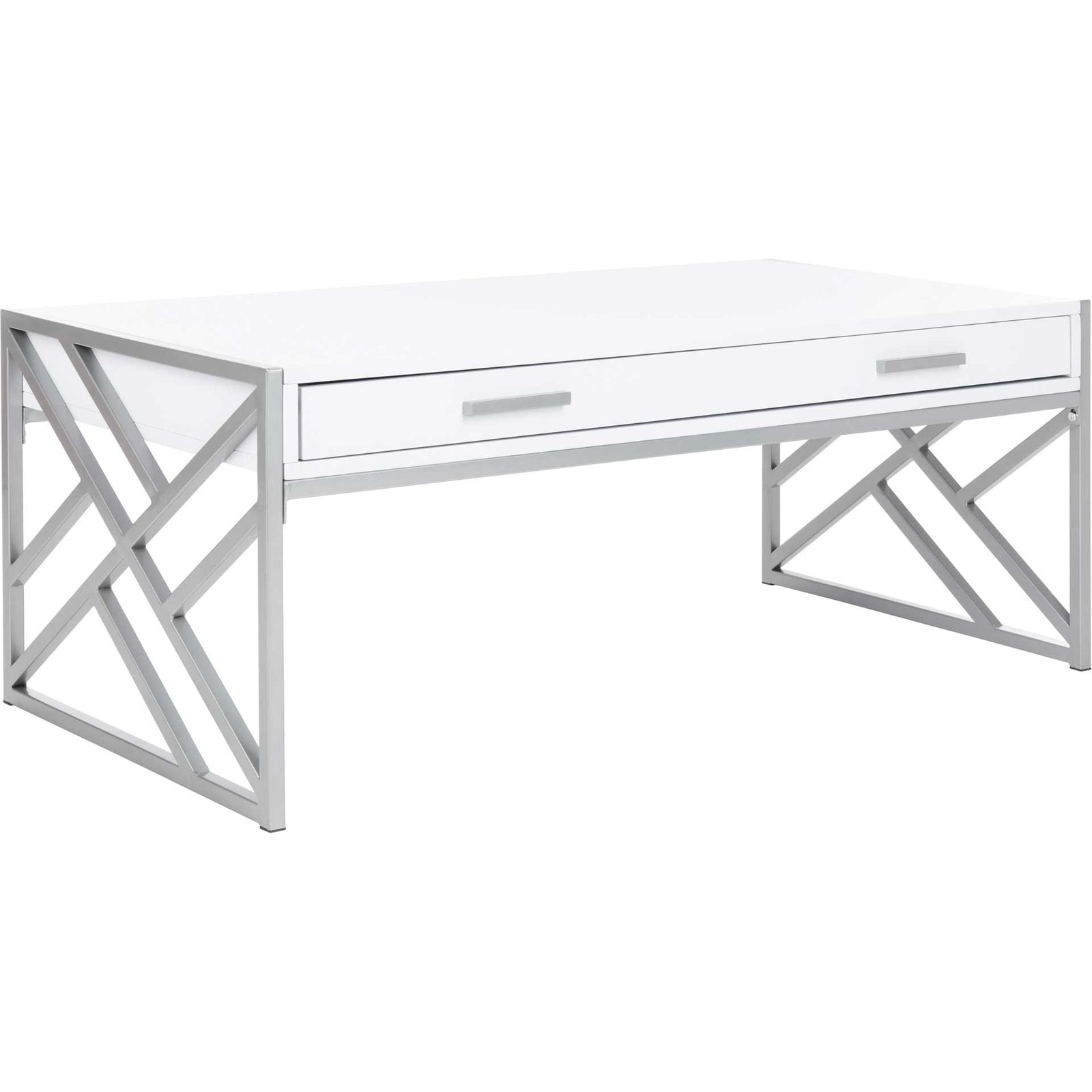 Elias 2 Drawer Coffee Table White/Silver