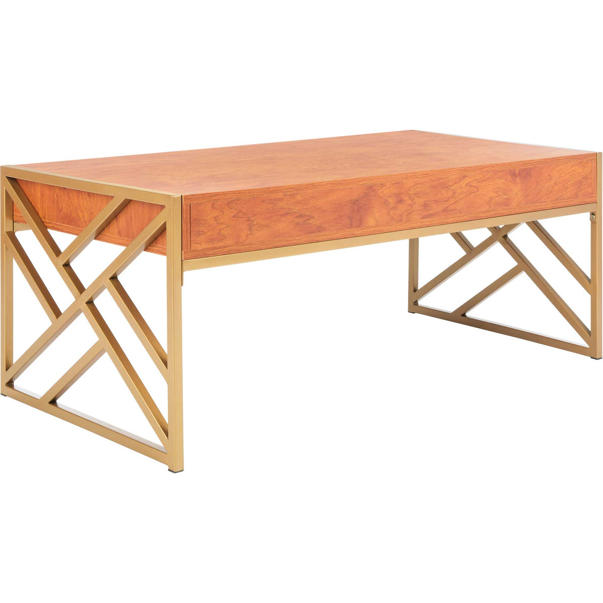 Elias 2 Drawer Coffee Table Natural/Gold