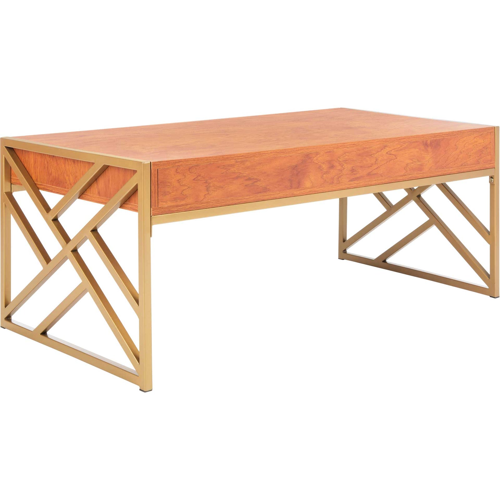 Elias 2 Drawer Coffee Table Natural/Gold