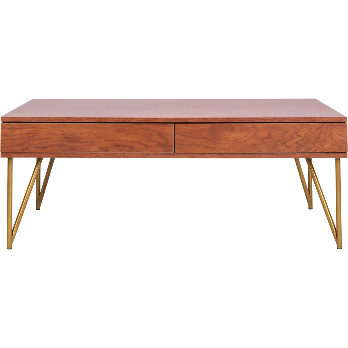 Pierce Two Drawer Coffee Table Natural/Gold