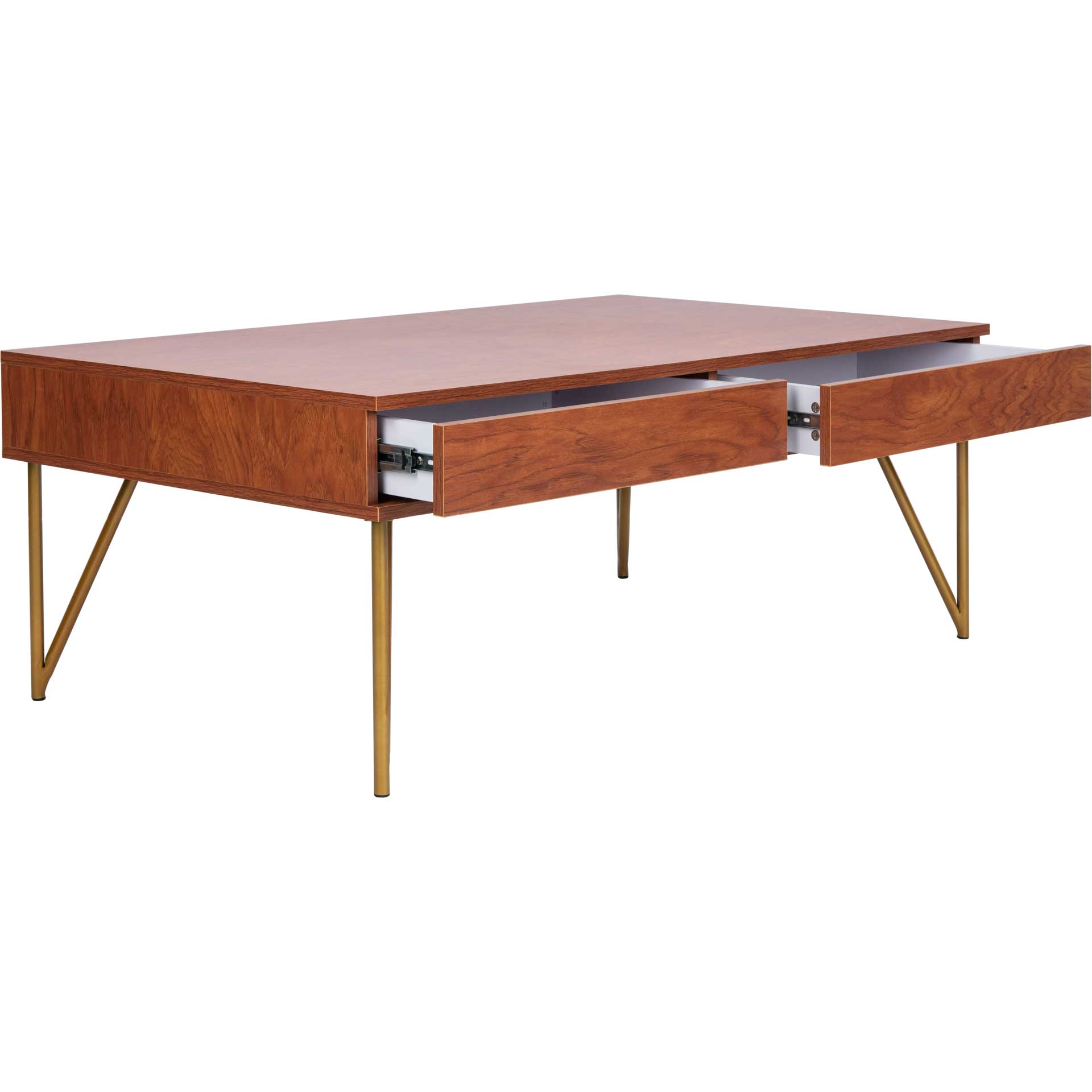 Pierce Two Drawer Coffee Table Natural/Gold